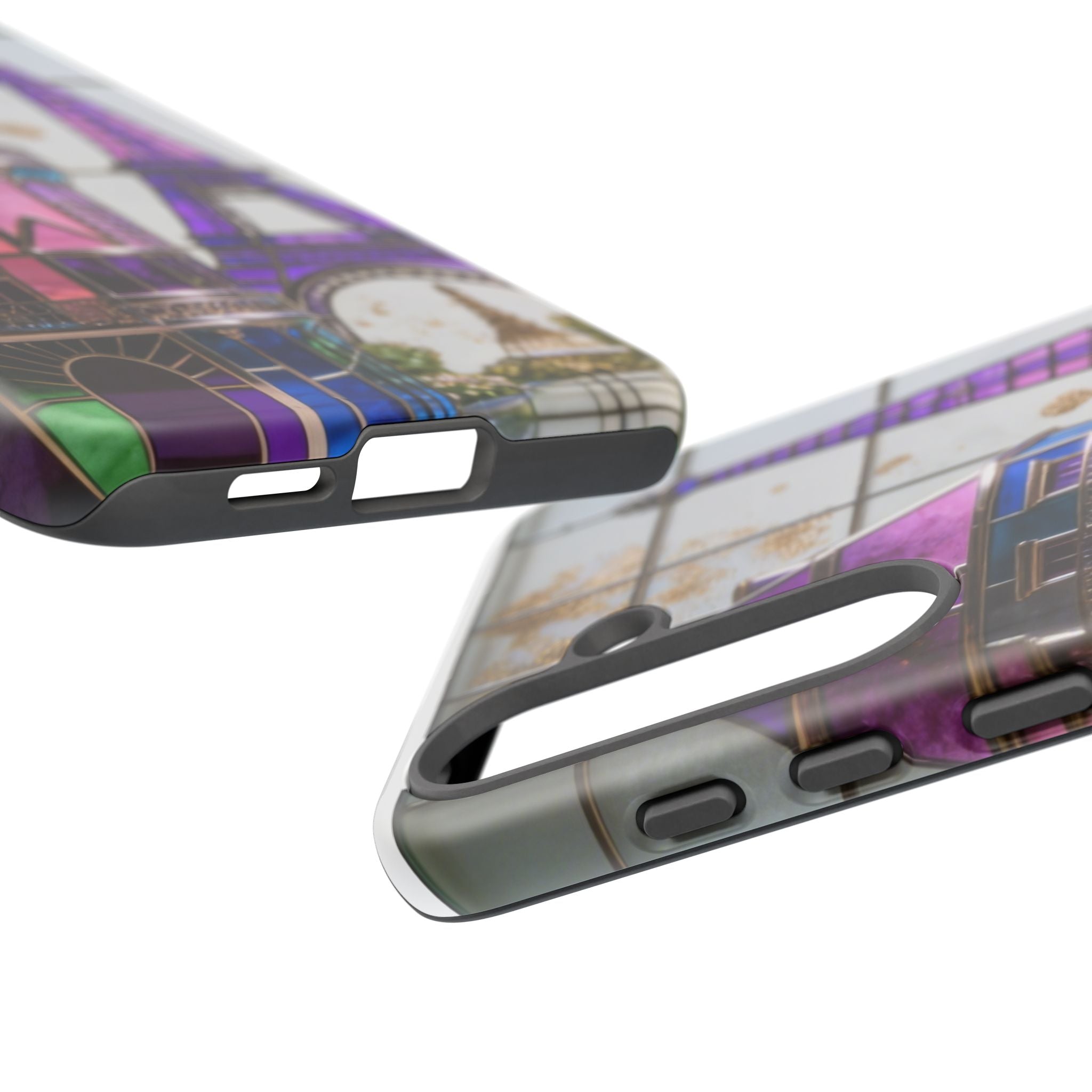 Parisian Eiffel Tower Tough Phone Case — Purple Vintage Cityscape Printify