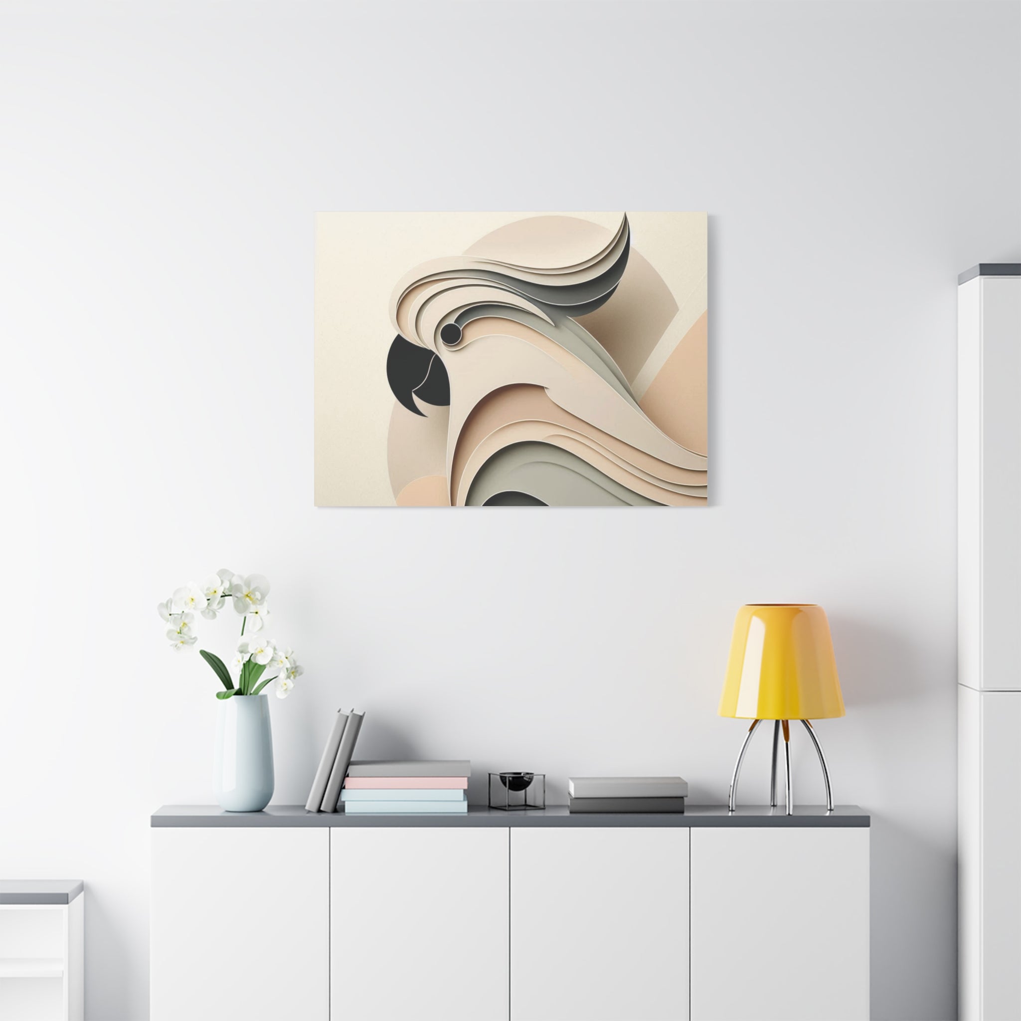 Abstract Paper Cut Cockatoo Matte Canvas Printify