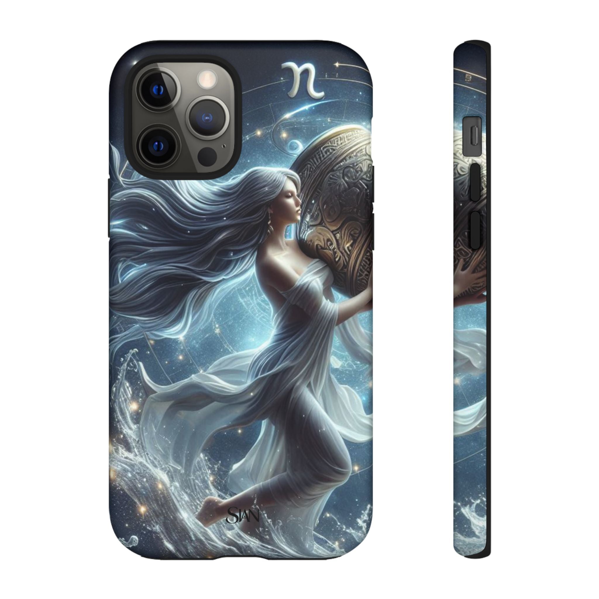 Moonlit Athena figure phone case | Goddess warrior celestial art tough case Printify
