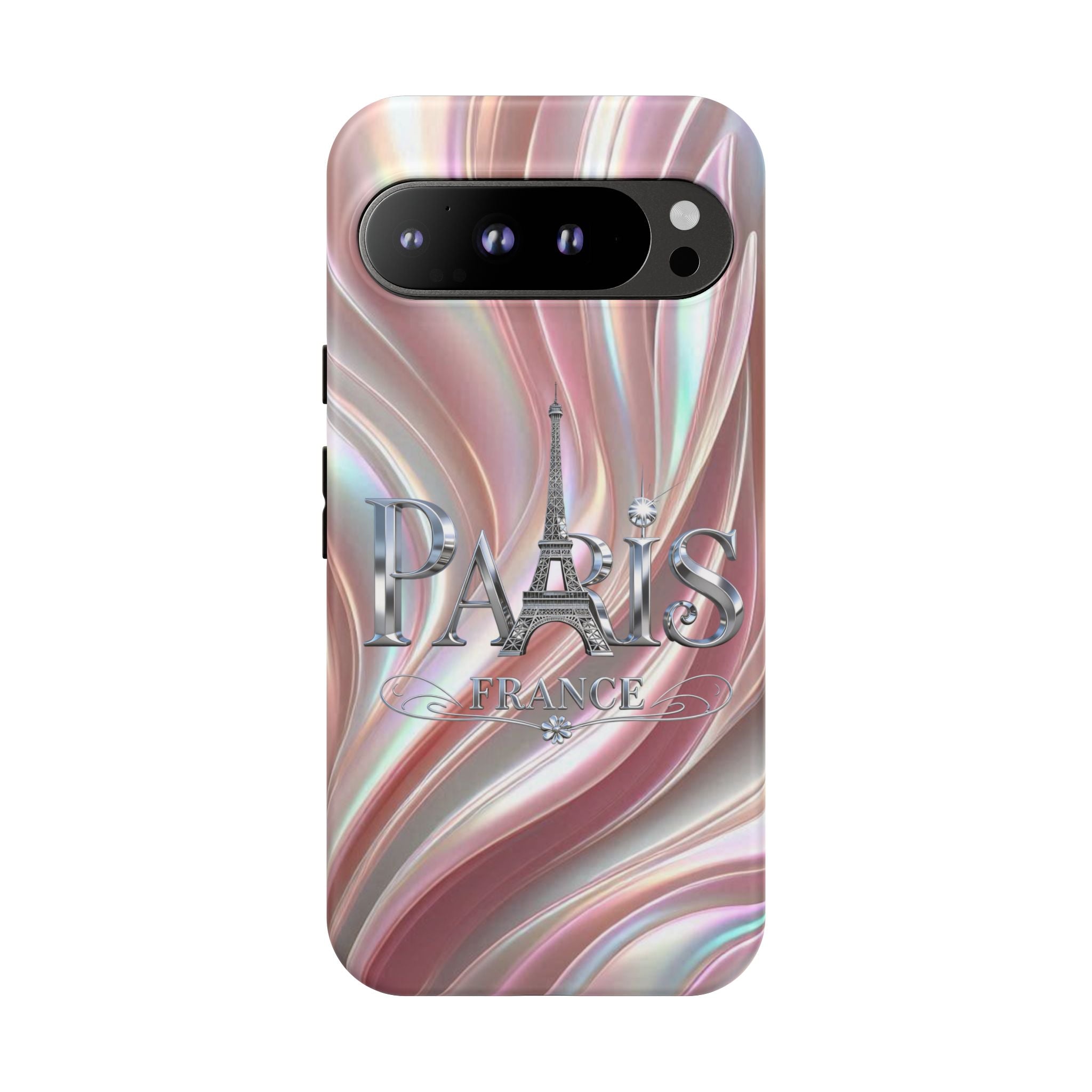 Paris Eiffel Phone Case — Iridescent Swirl Tough Case Printify