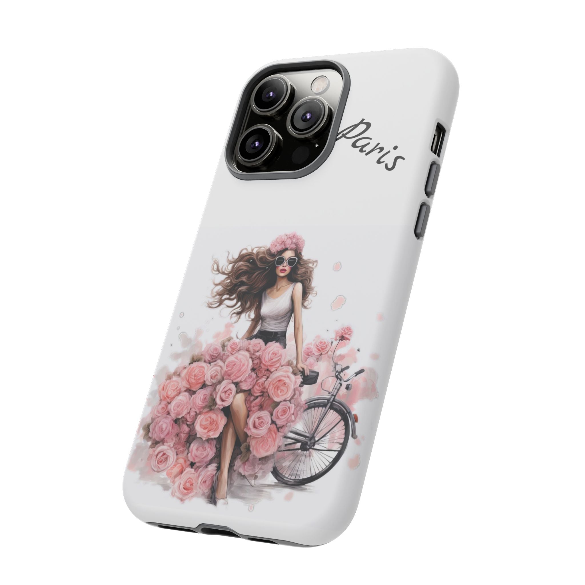 Paris Rose Bicycle woman phone case | Floral iPhone case Printify