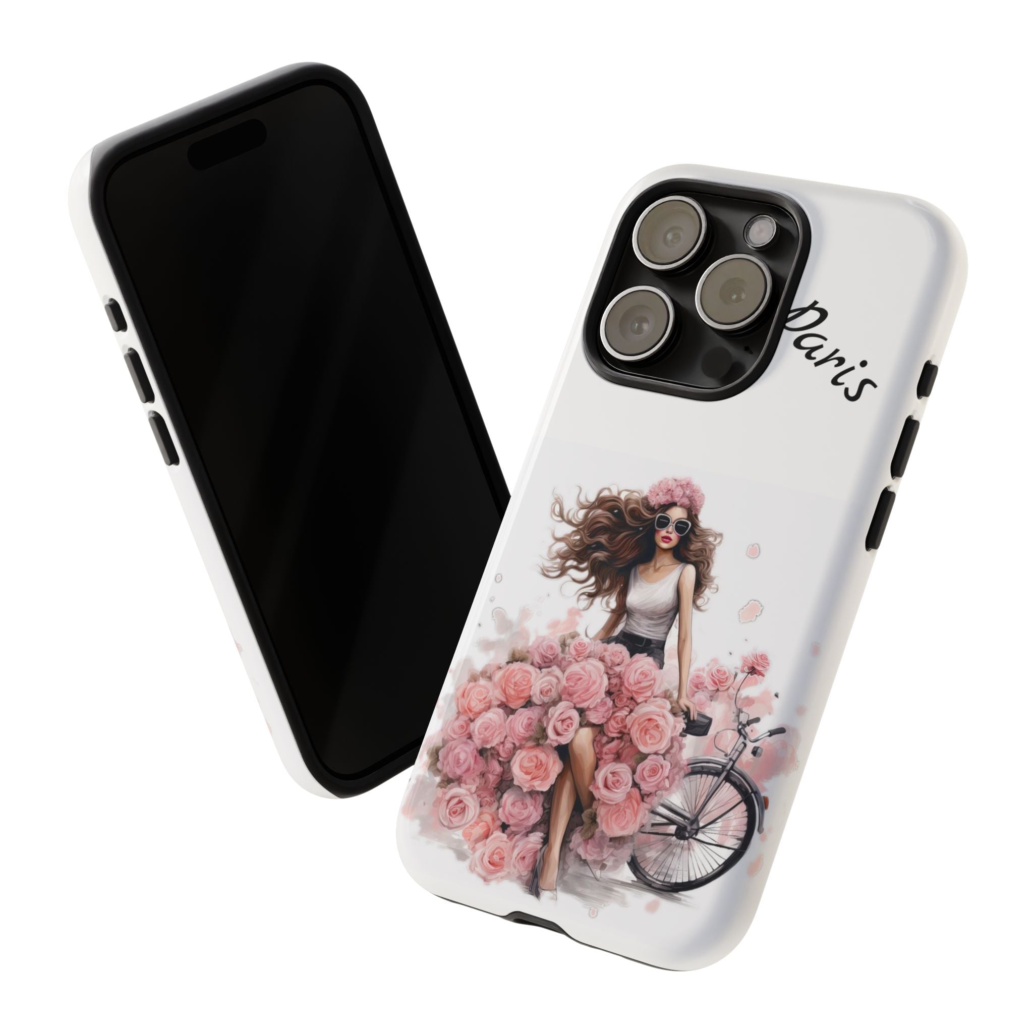 Paris Rose Bicycle woman phone case | Floral iPhone case Printify