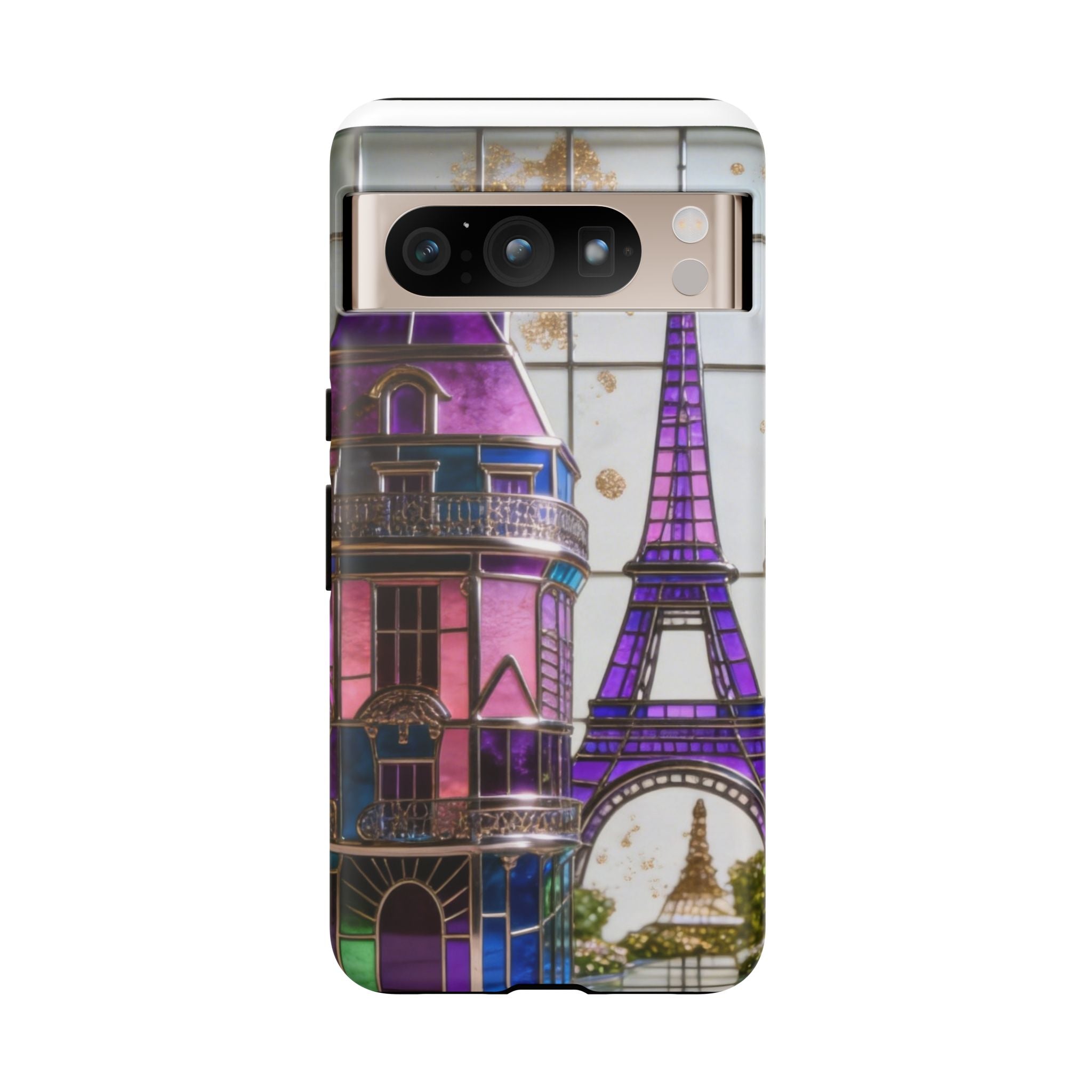 Parisian Eiffel Tower Tough Phone Case — Purple Vintage Cityscape Printify