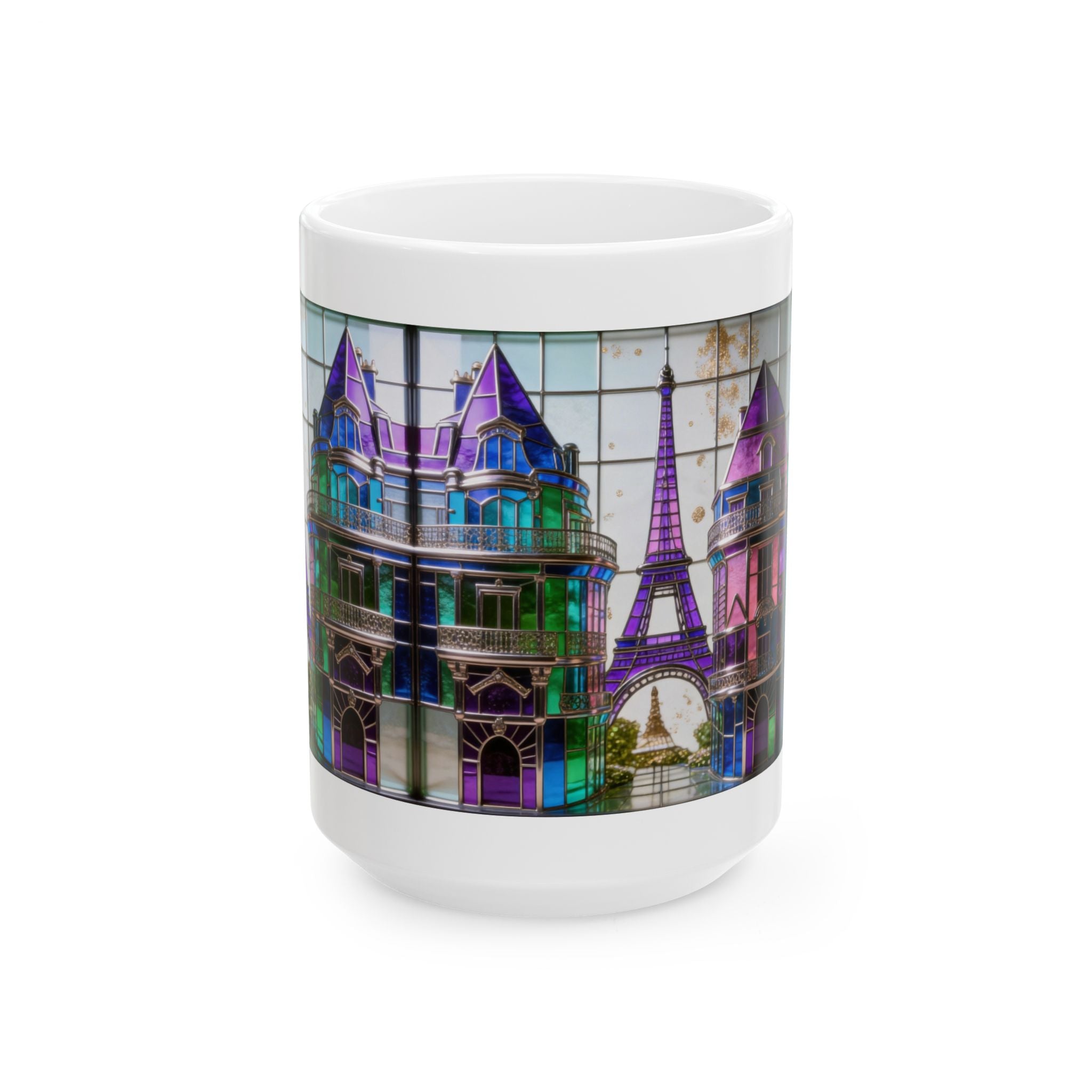 Colorful glass Mug - Colorful Vintage Cityscape (11oz/15oz) Printify
