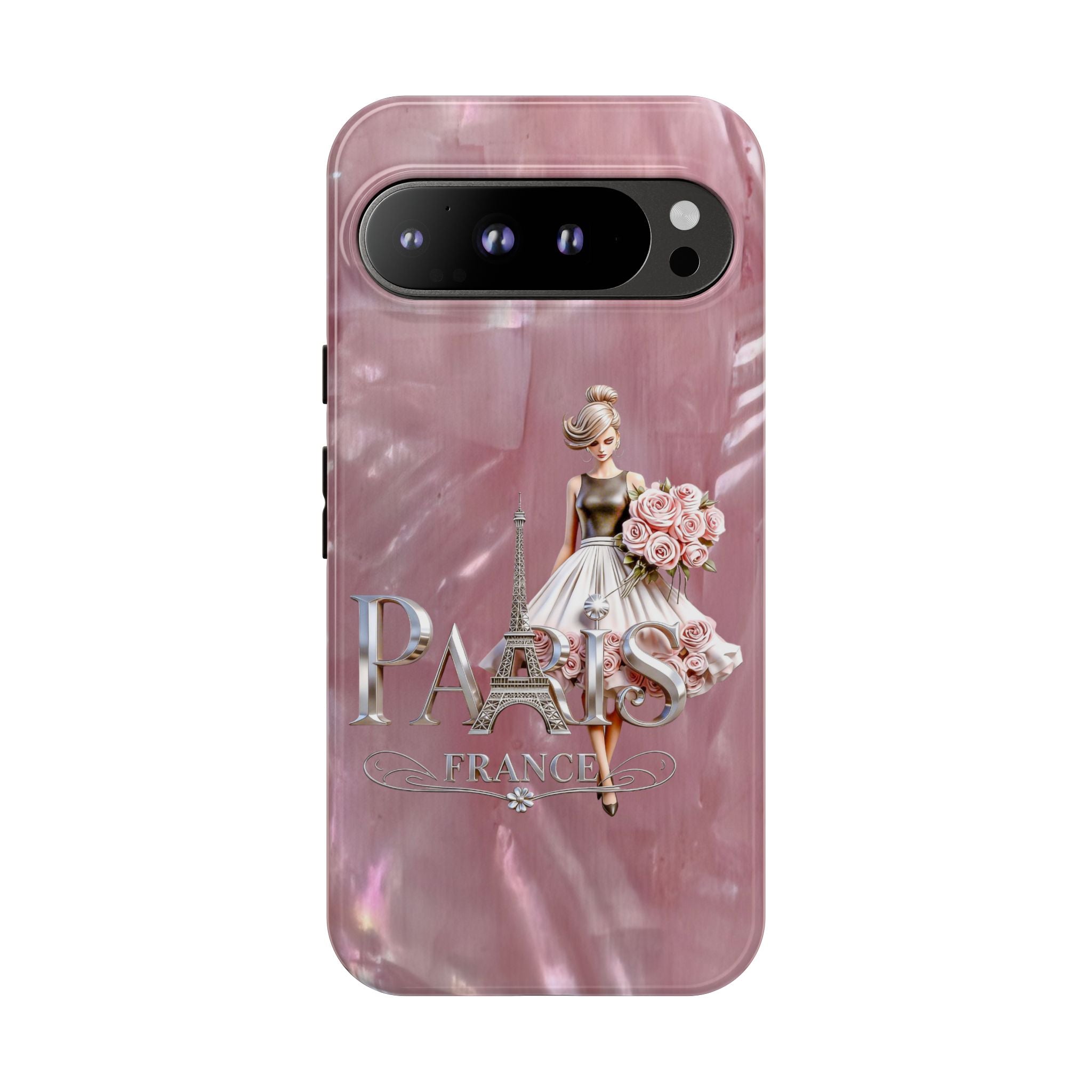 Paris Floral Phone Case - Pink Eiffel Tower Fashion Girl Tough Case Printify