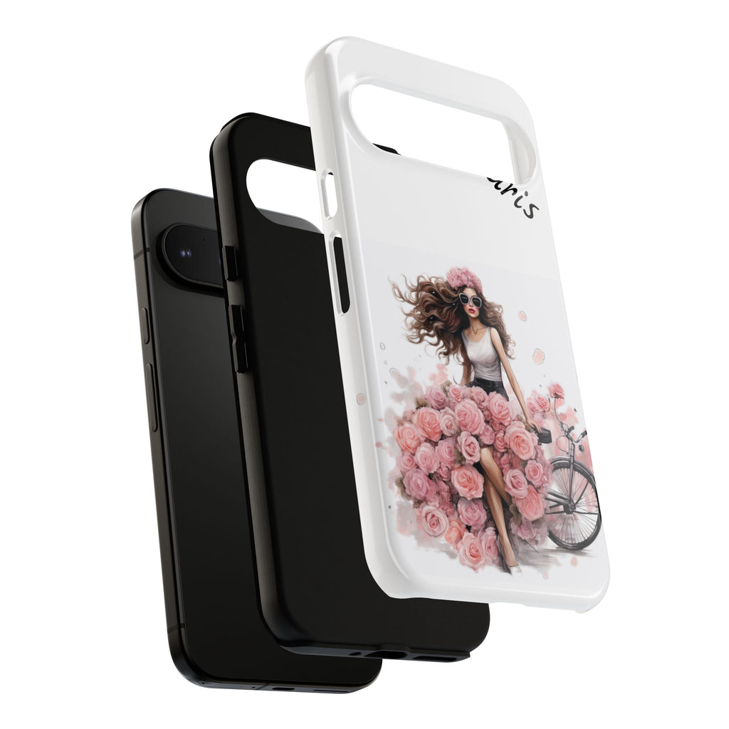 Paris Rose Bicycle woman phone case | Floral iPhone case Printify