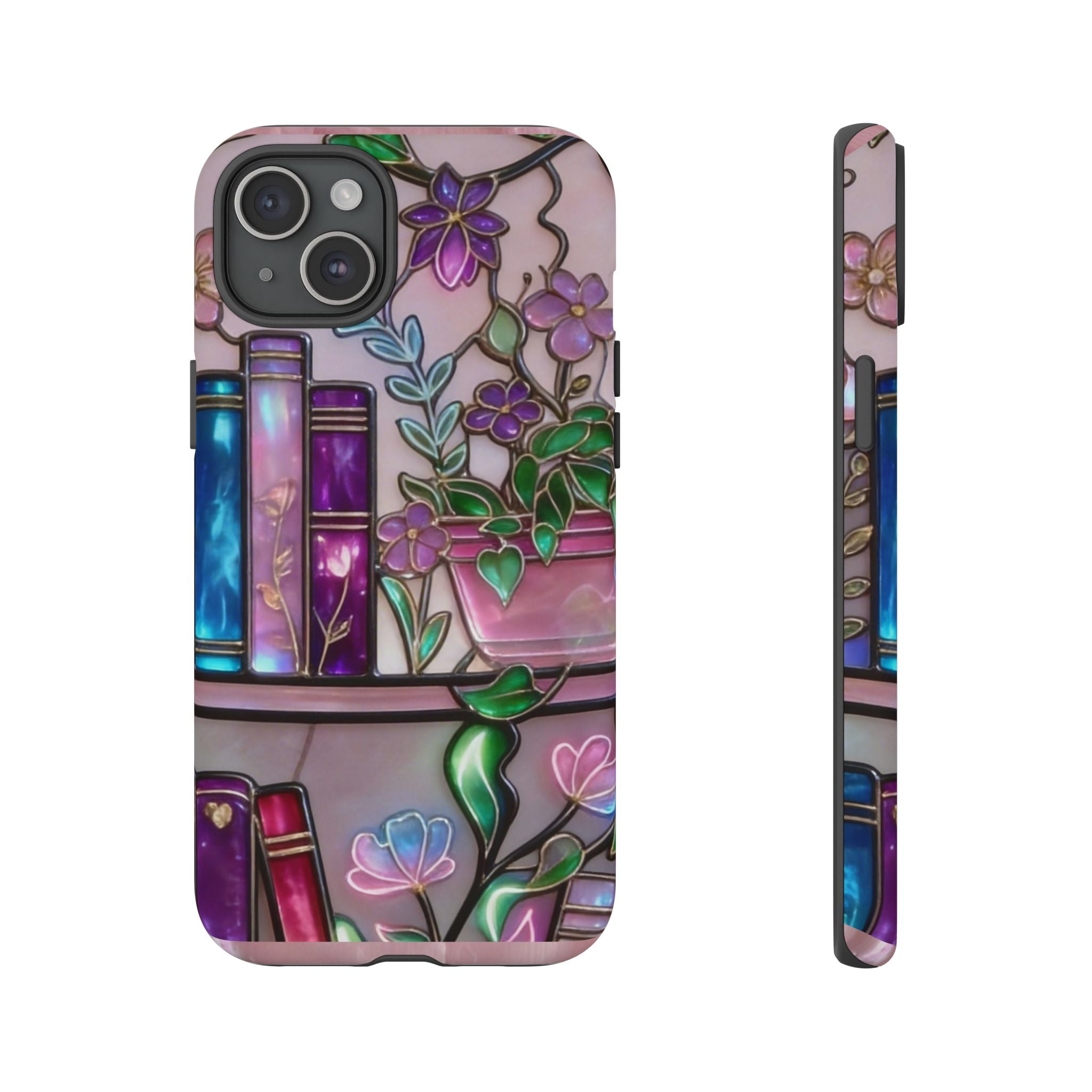 Floral Bookshelf Phone Case — Pastel Botanicals & Magical Book Art Printify