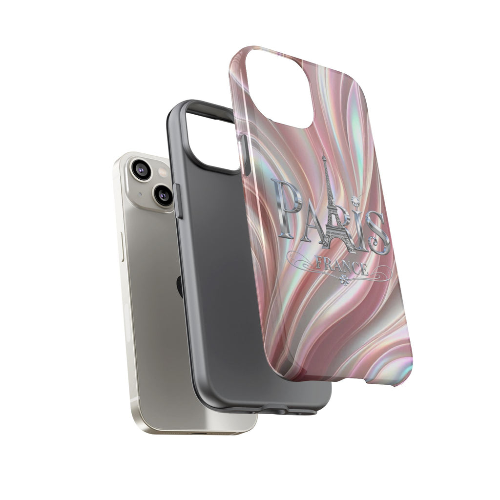 Paris Eiffel Phone Case — Iridescent Swirl Tough Case Printify