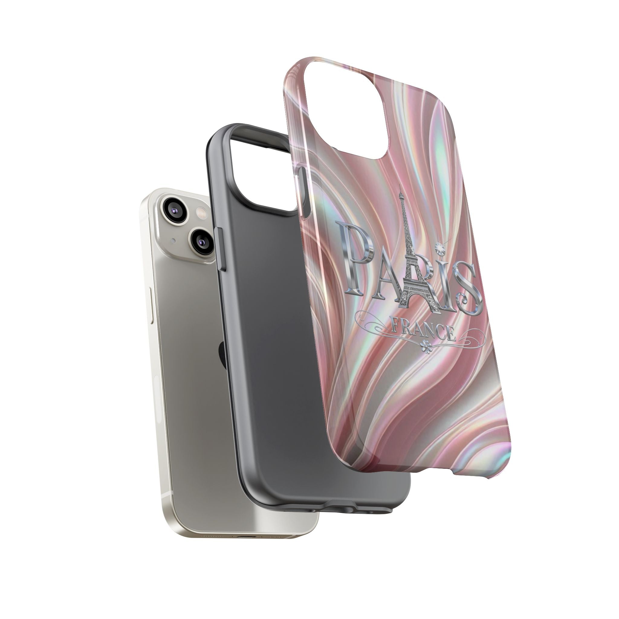 Paris Eiffel Phone Case — Iridescent Swirl Tough Case Printify