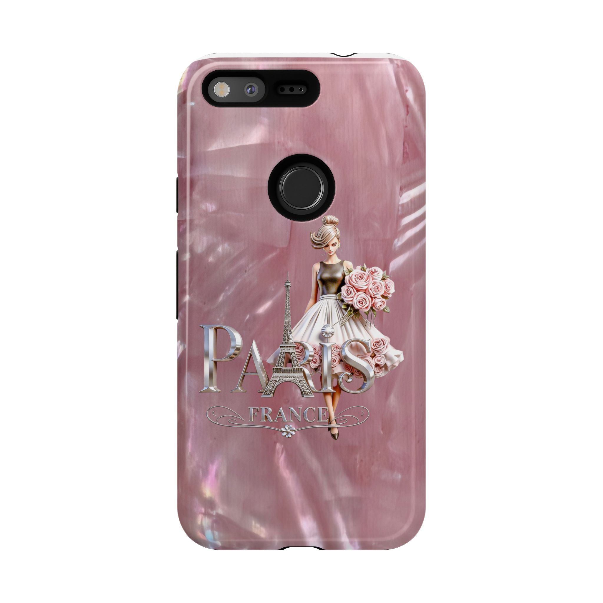 Paris Floral Phone Case - Pink Eiffel Tower Fashion Girl Tough Case Printify