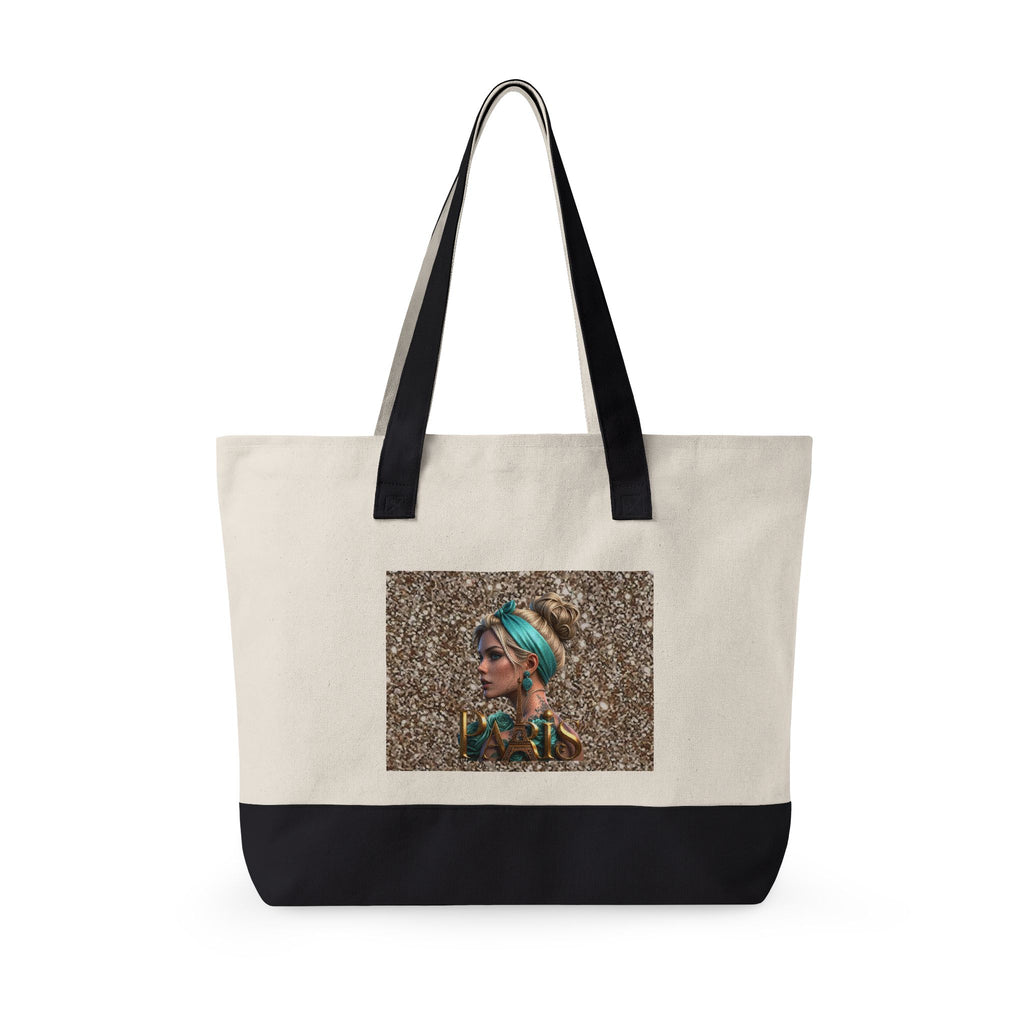 Canvas Tote Bag — Boho Woman Portrait on Glitter Background Printify