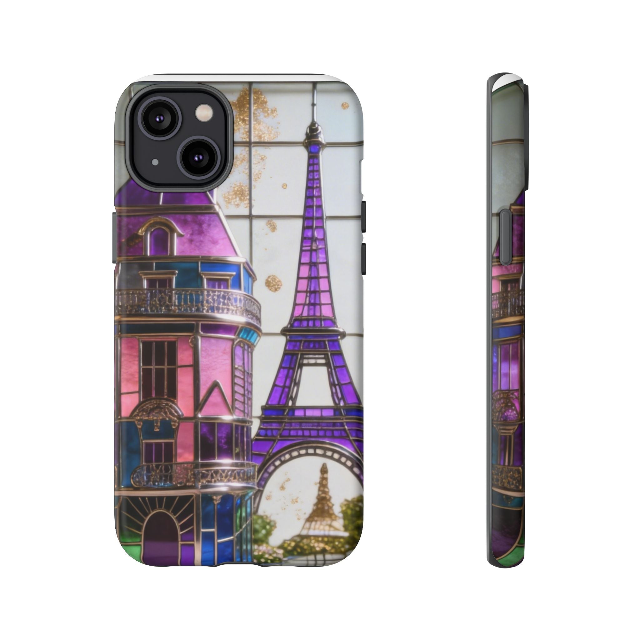 Parisian Eiffel Tower Tough Phone Case — Purple Vintage Cityscape Printify
