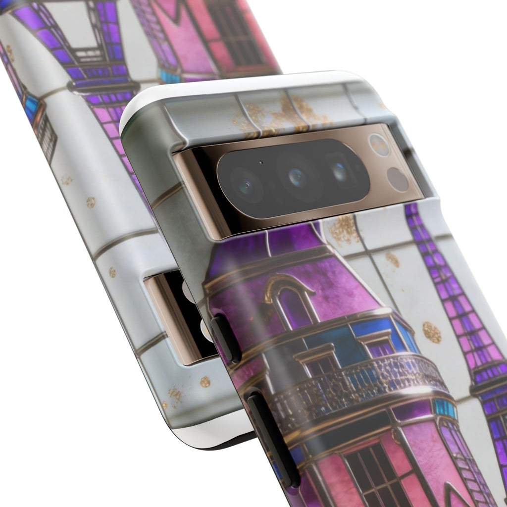 Parisian Eiffel Tower Tough Phone Case — Purple Vintage Cityscape Printify