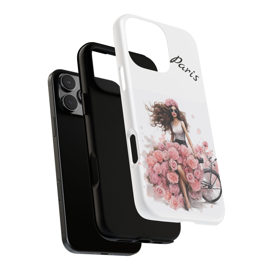 Paris Rose Bicycle woman phone case | Floral iPhone case Printify