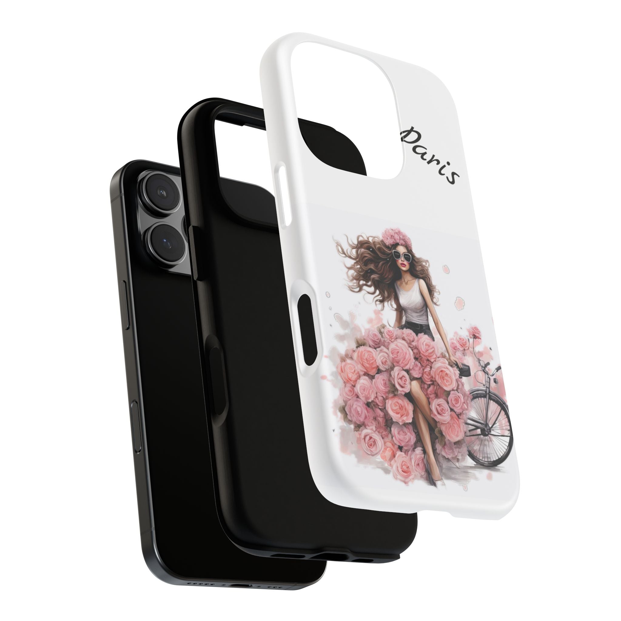 Paris Rose Bicycle woman phone case | Floral iPhone case Printify