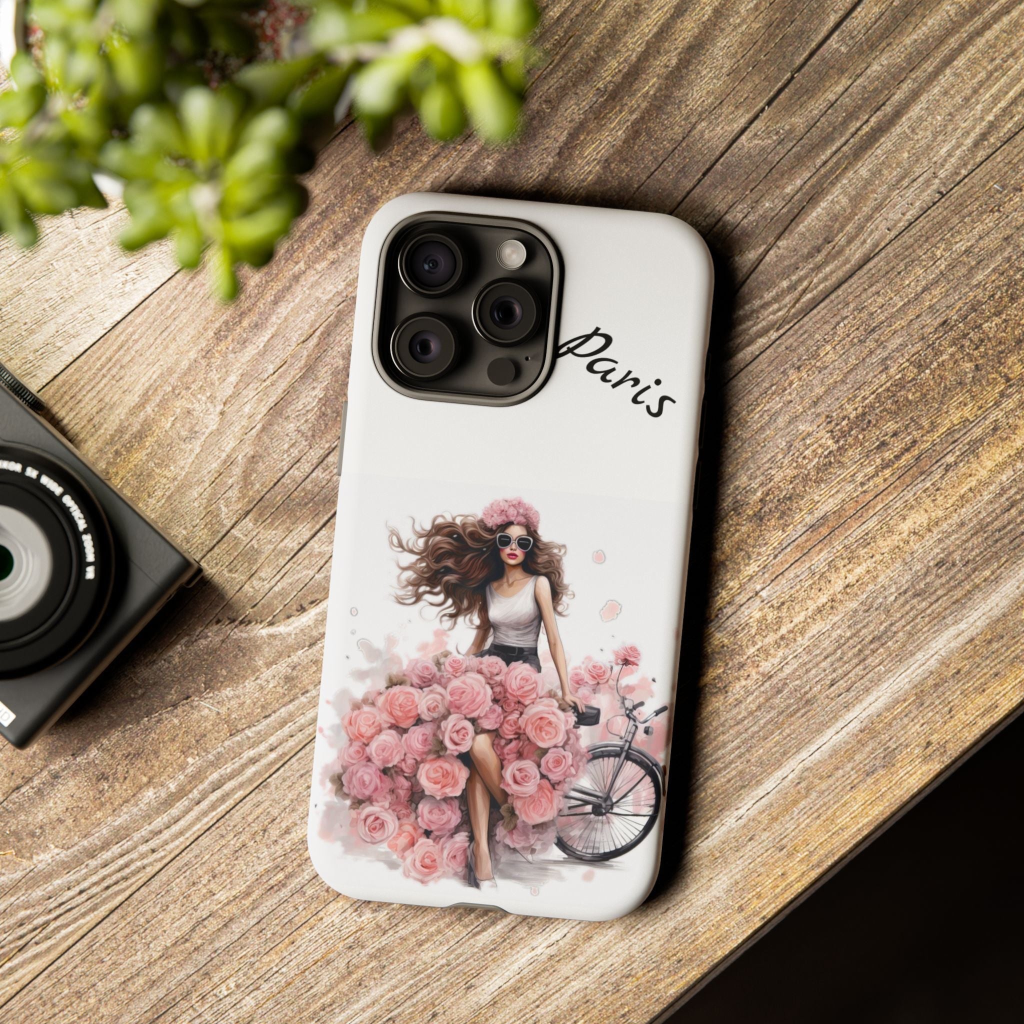 Paris Rose Bicycle woman phone case | Floral iPhone case Printify