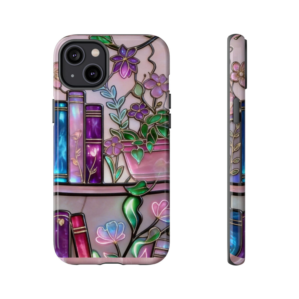 Floral Bookshelf Phone Case — Pastel Botanicals & Magical Book Art Printify
