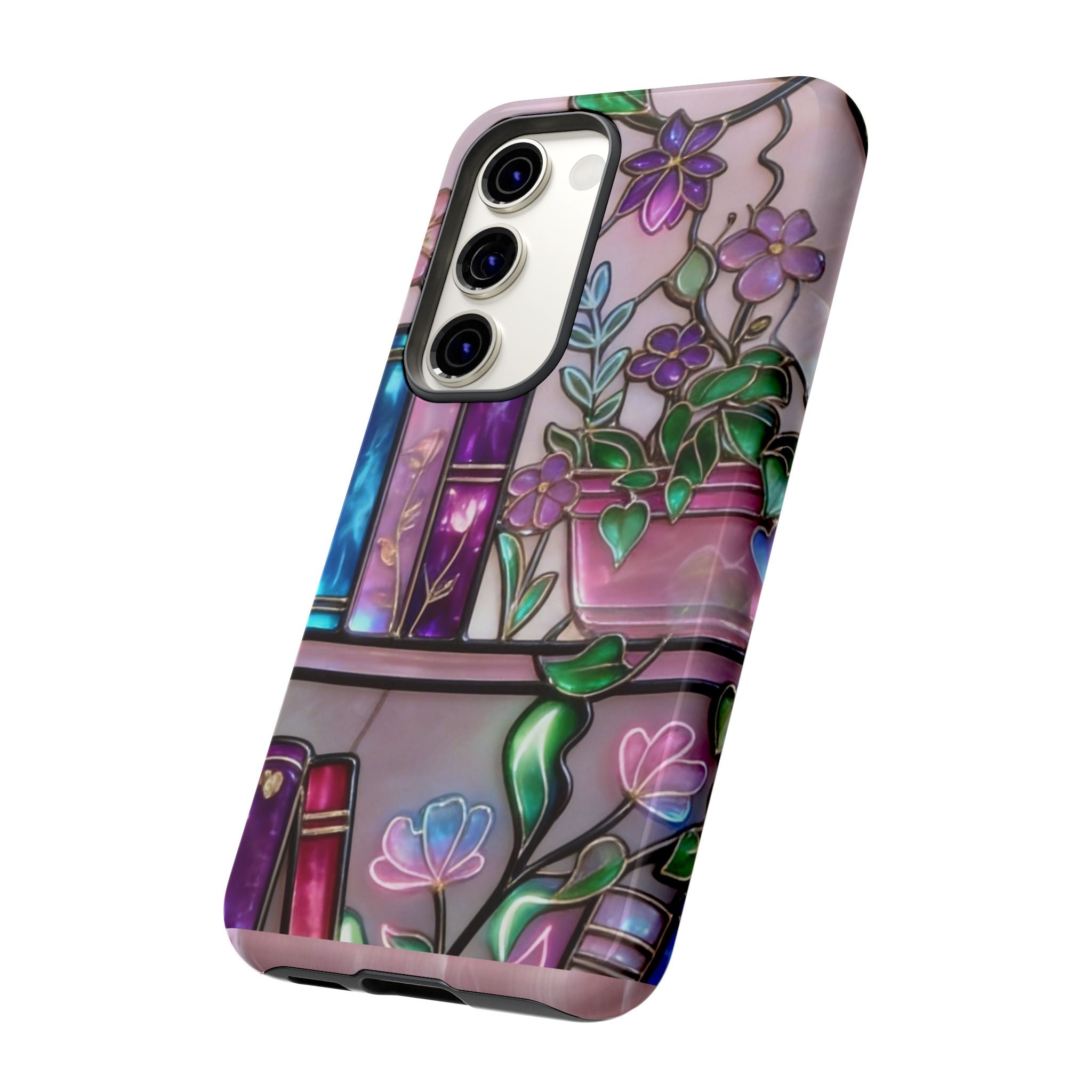 Floral Bookshelf Phone Case — Pastel Botanicals & Magical Book Art Printify