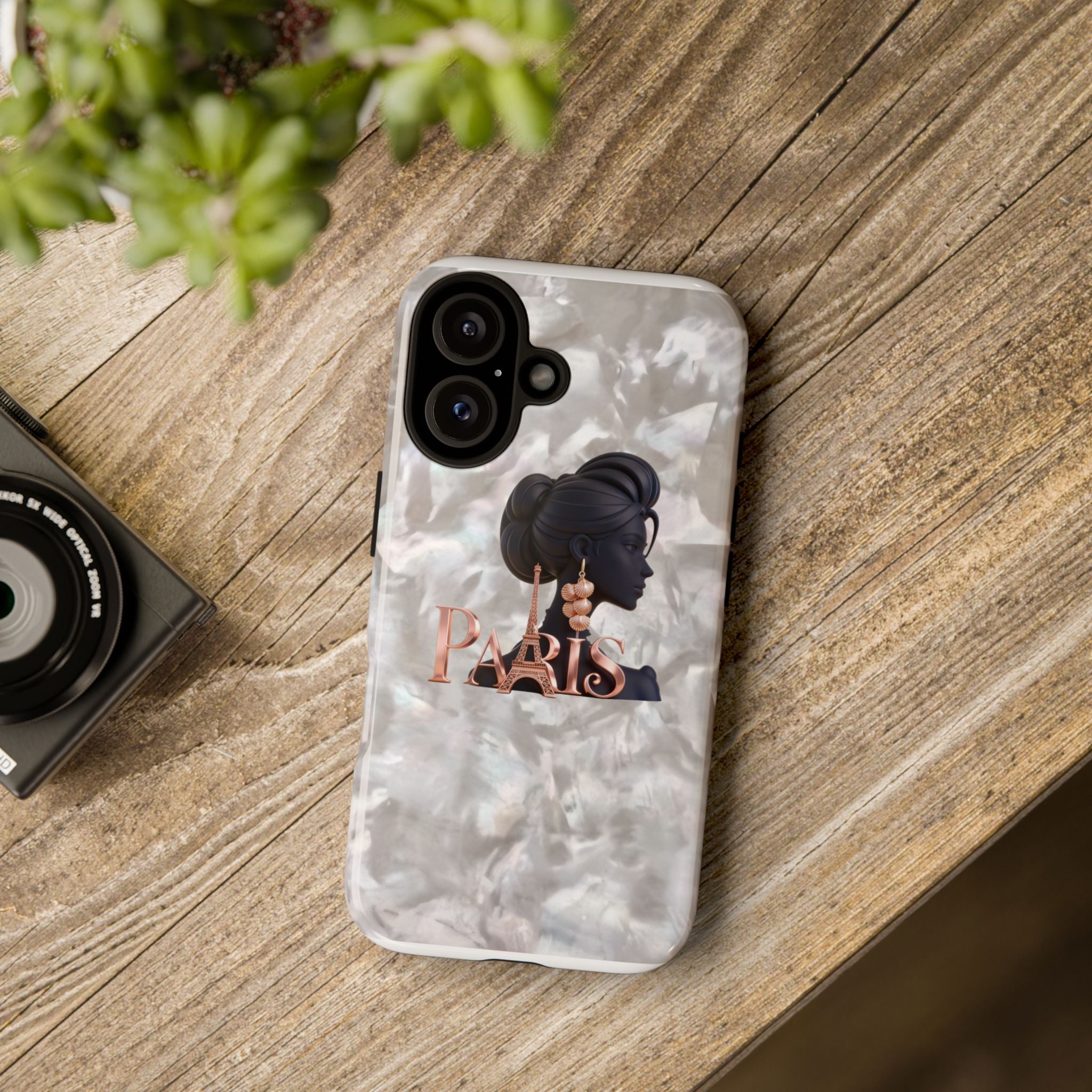 Paris Silhouette Pearl Phone Case — Tough Protective Smartphone Cover Printify