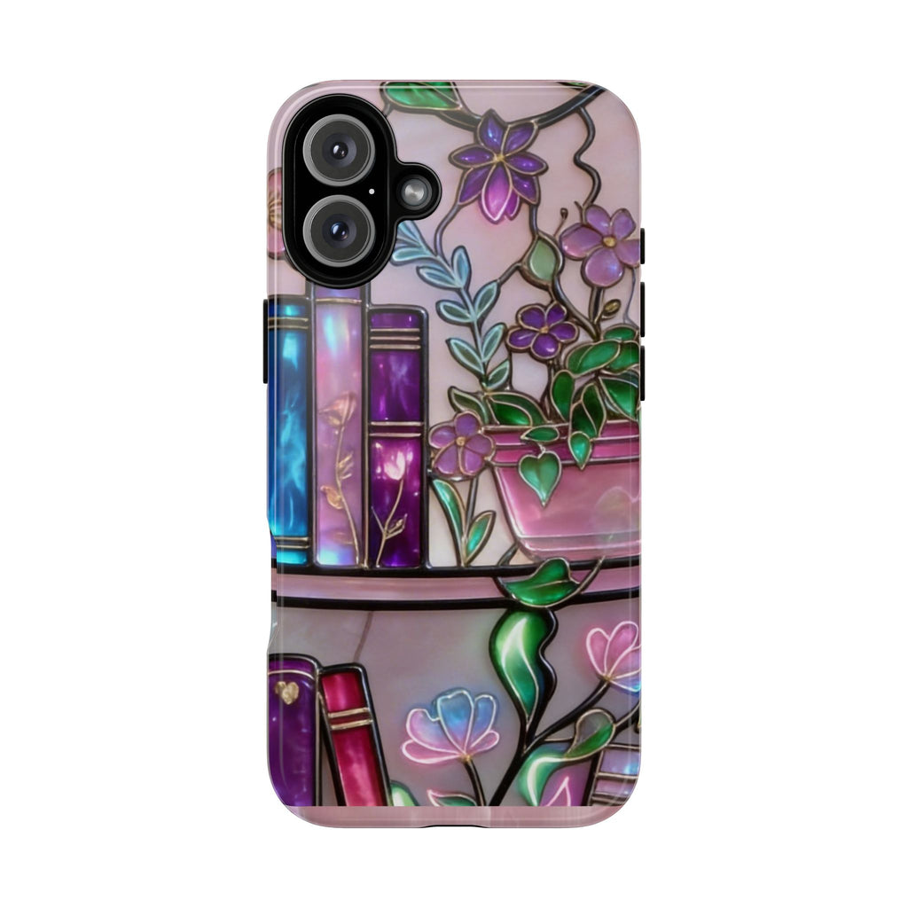 Floral Bookshelf Phone Case — Pastel Botanicals & Magical Book Art Printify