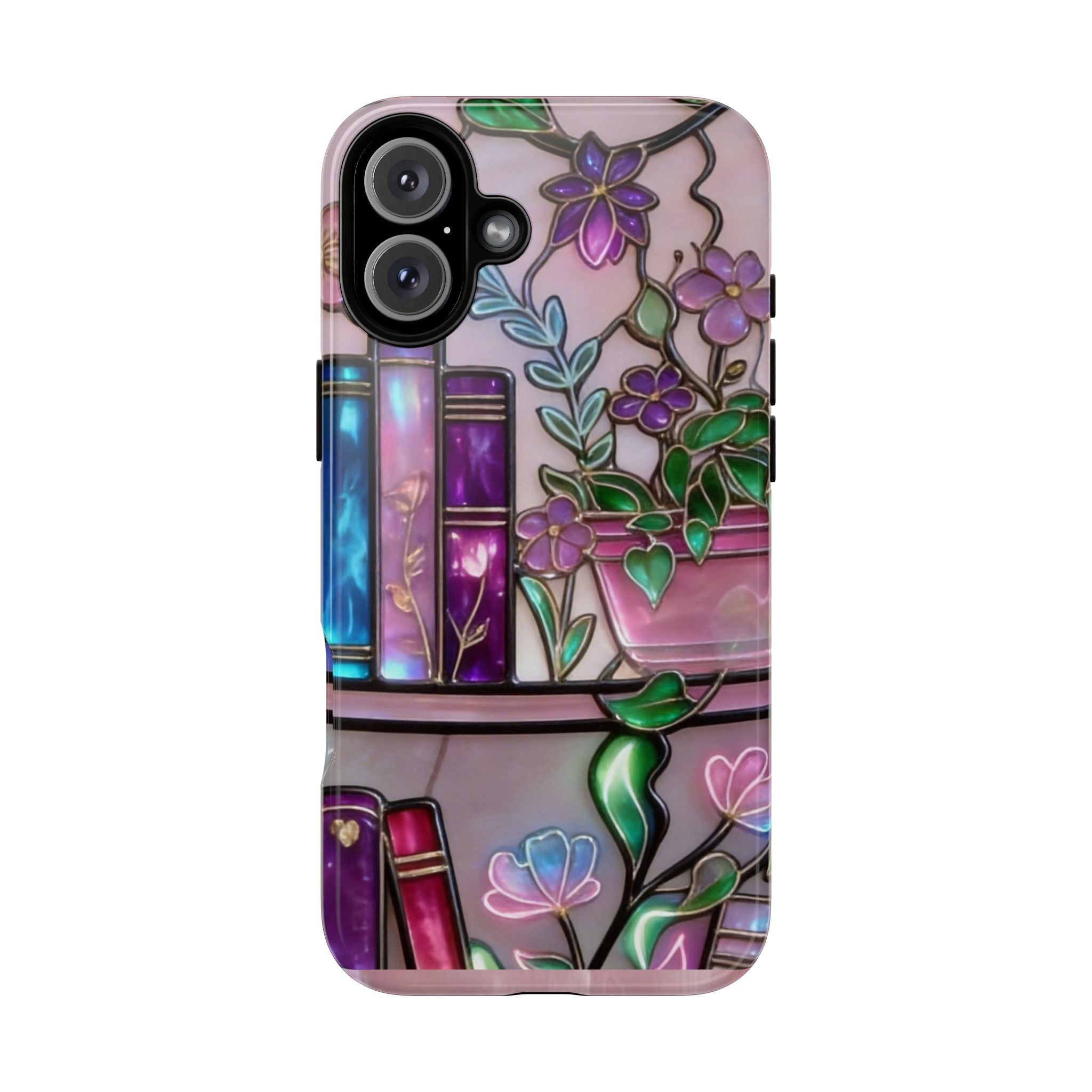 Floral Bookshelf Phone Case — Pastel Botanicals & Magical Book Art Printify