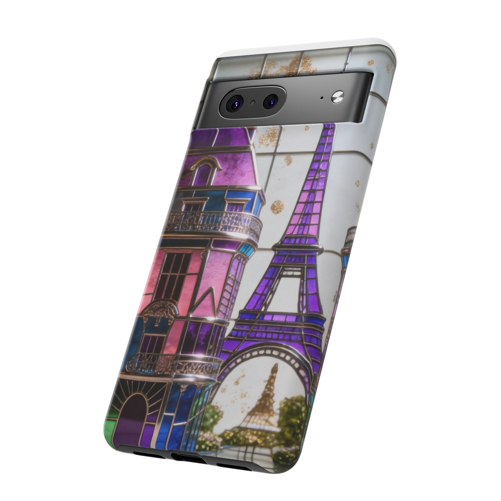 Parisian Eiffel Tower Tough Phone Case — Purple Vintage Cityscape Printify