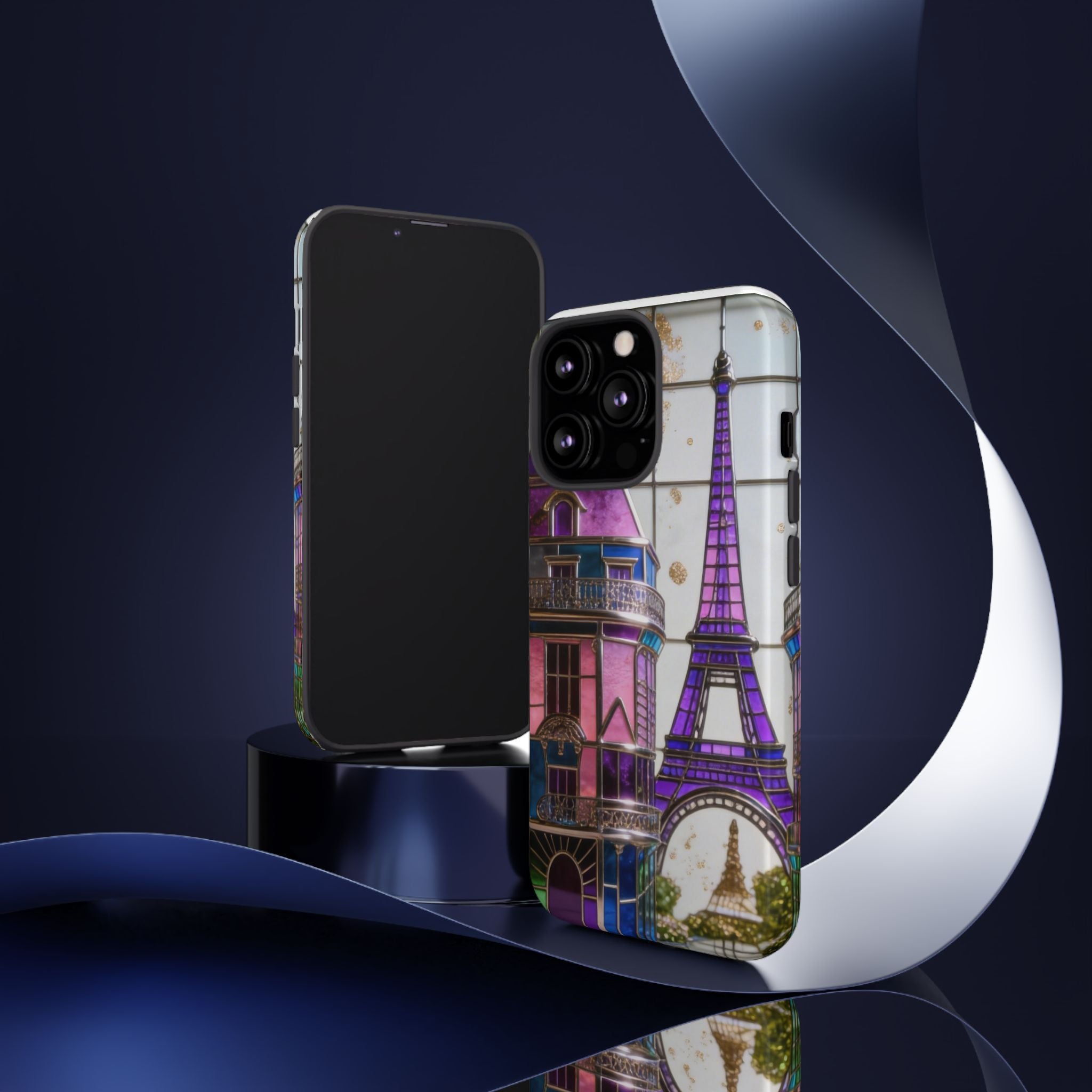 Parisian Eiffel Tower Tough Phone Case — Purple Vintage Cityscape Printify