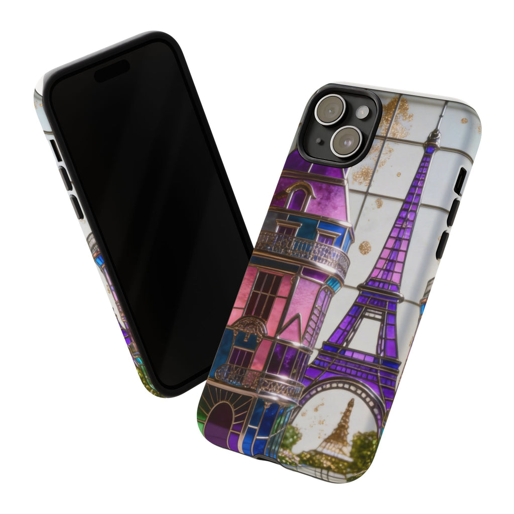 Parisian Eiffel Tower Tough Phone Case — Purple Vintage Cityscape Printify