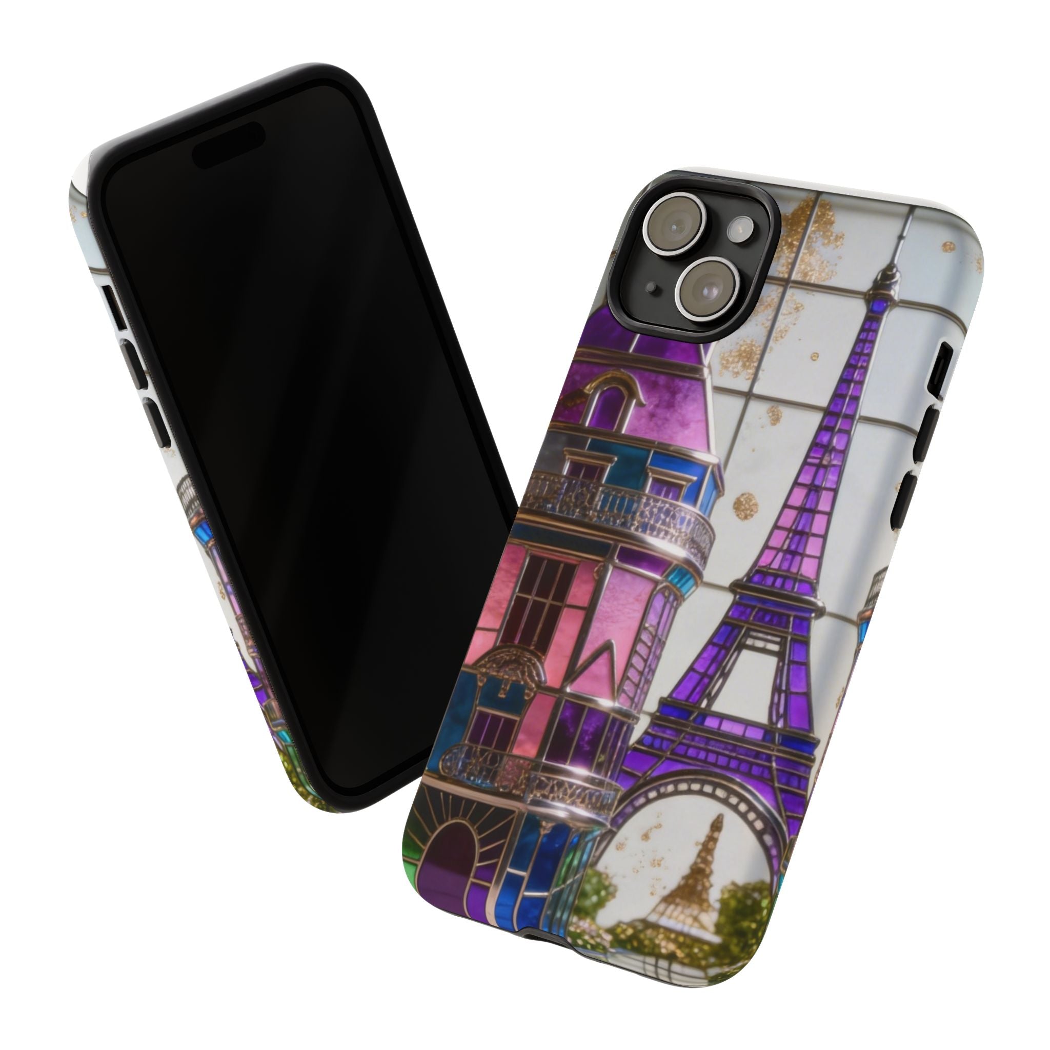 Parisian Eiffel Tower Tough Phone Case — Purple Vintage Cityscape Printify
