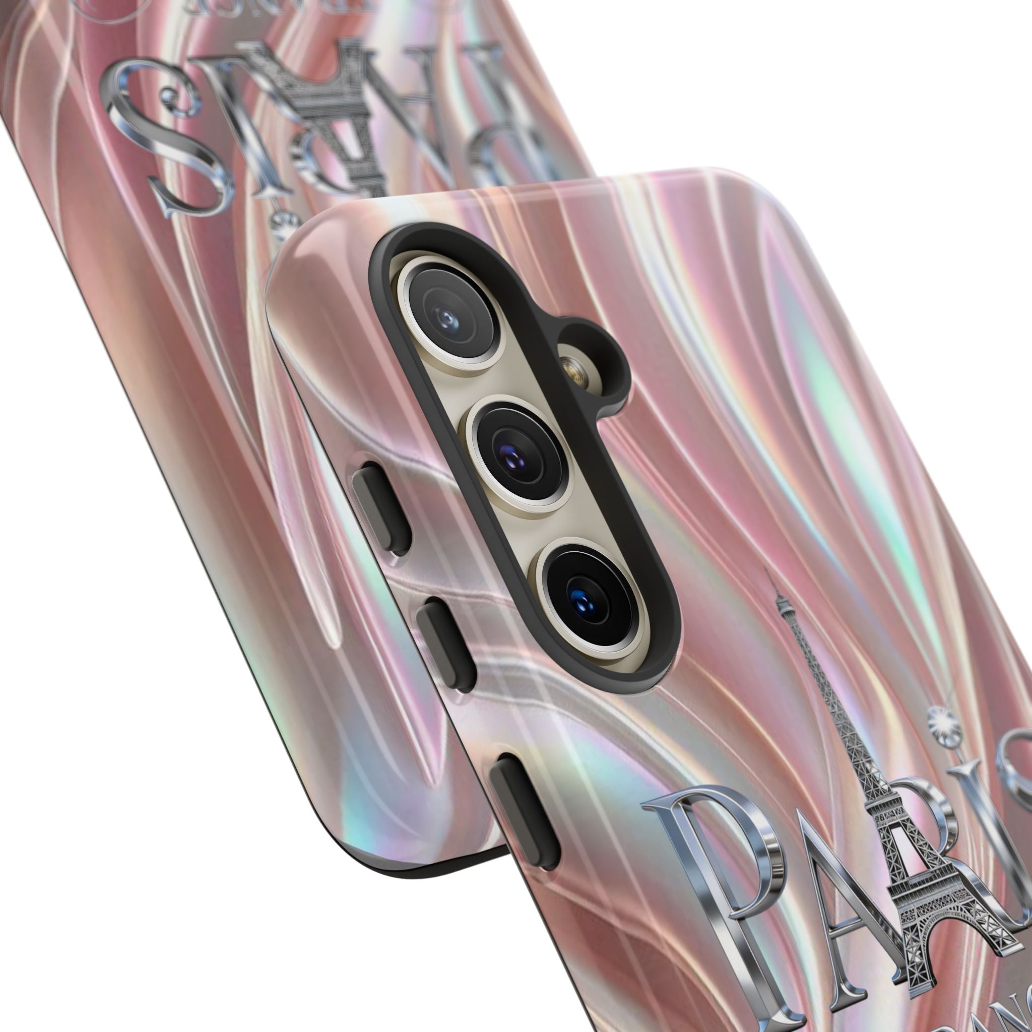 Paris Eiffel Phone Case — Iridescent Swirl Tough Case Printify
