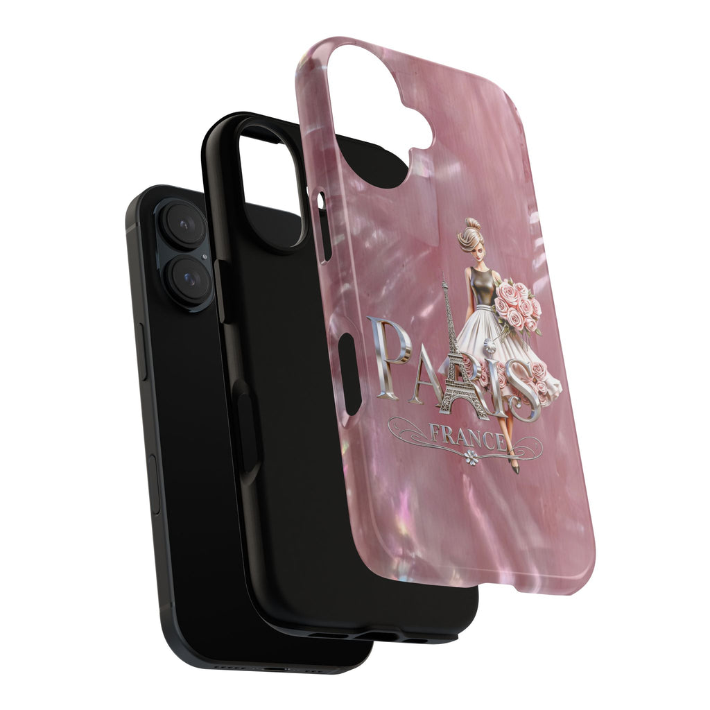Paris Floral Phone Case - Pink Eiffel Tower Fashion Girl Tough Case Printify
