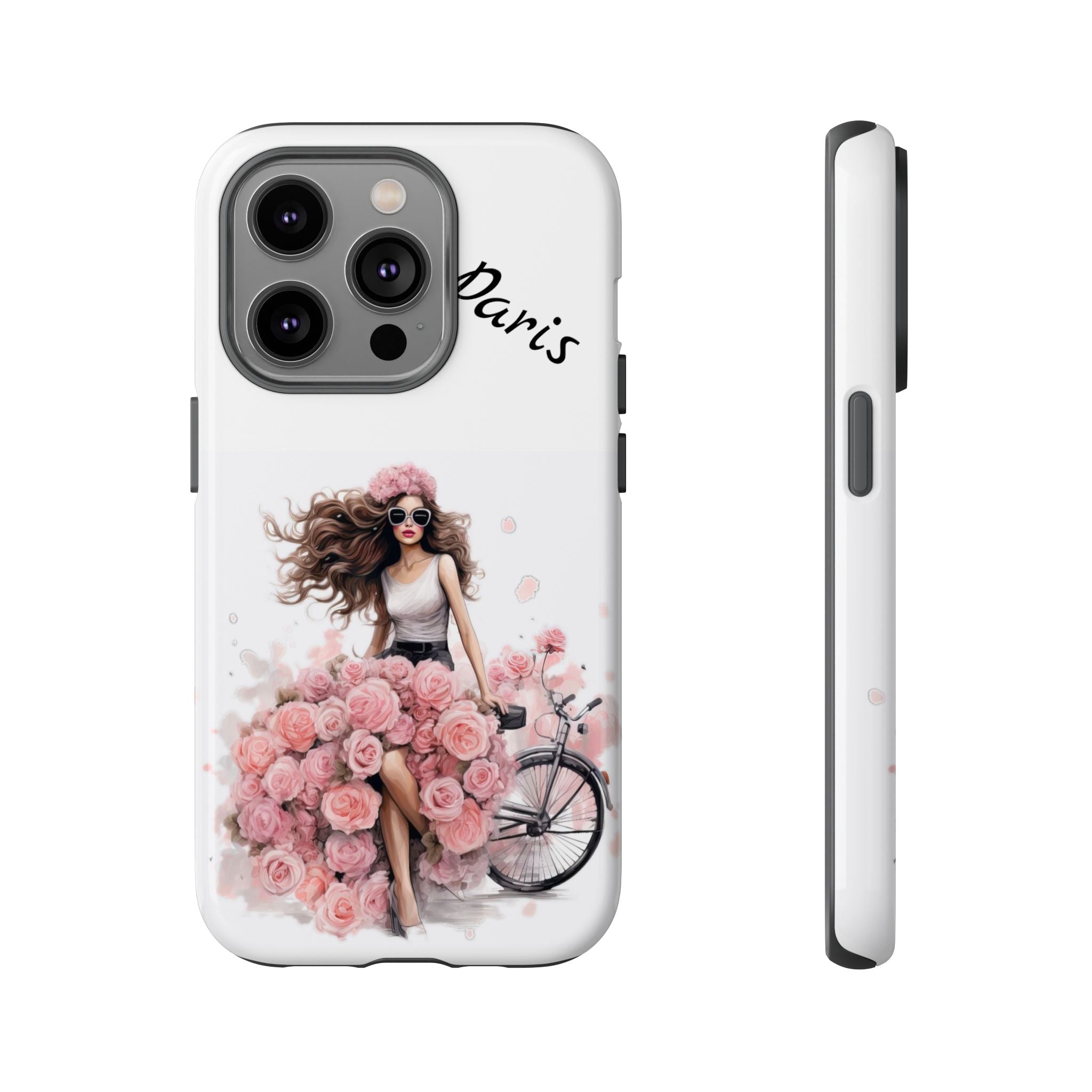 Paris Rose Bicycle woman phone case | Floral iPhone case Printify