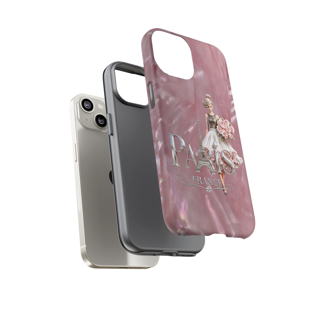 Paris Floral Phone Case - Pink Eiffel Tower Fashion Girl Tough Case Printify
