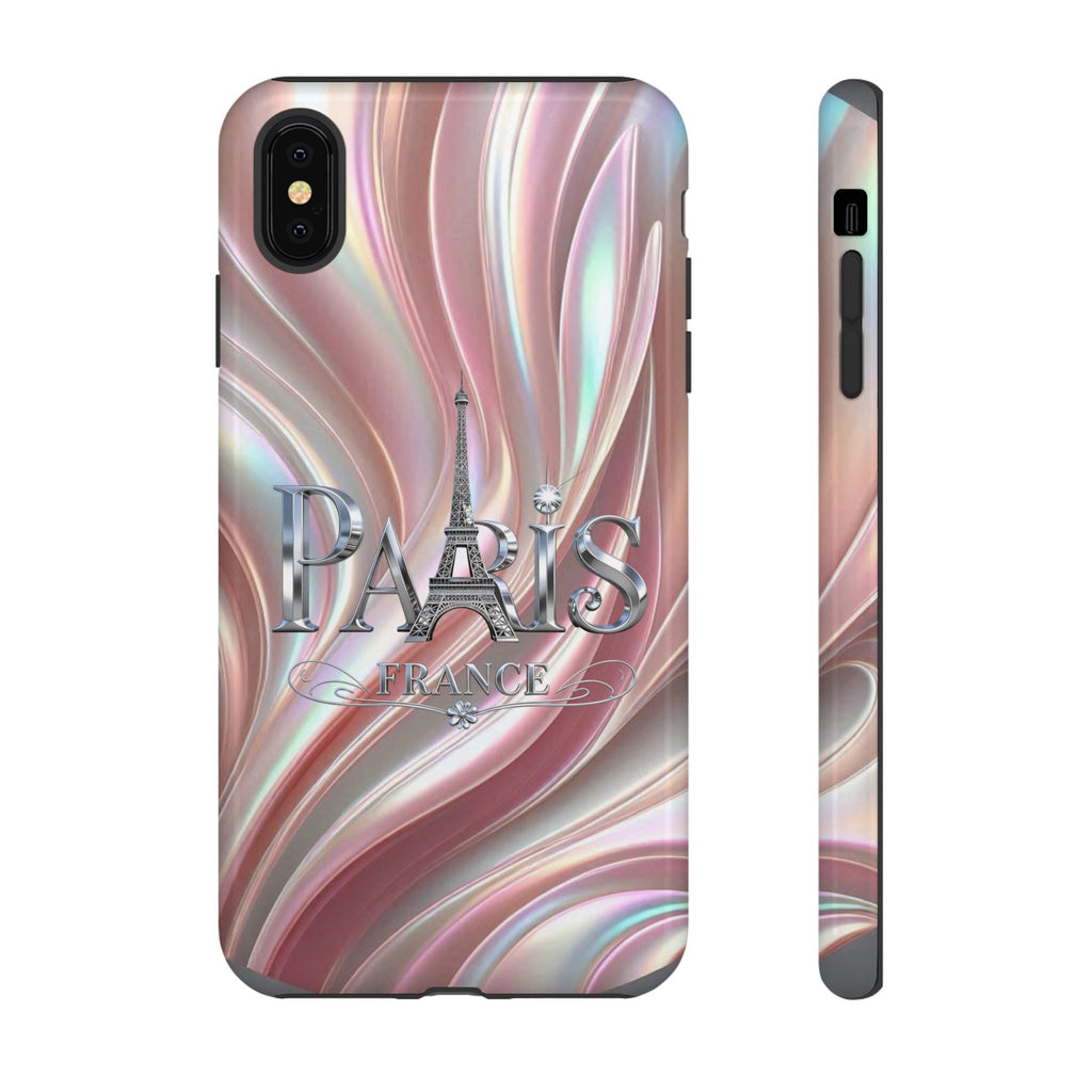 Paris Eiffel Phone Case — Iridescent Swirl Tough Case Printify
