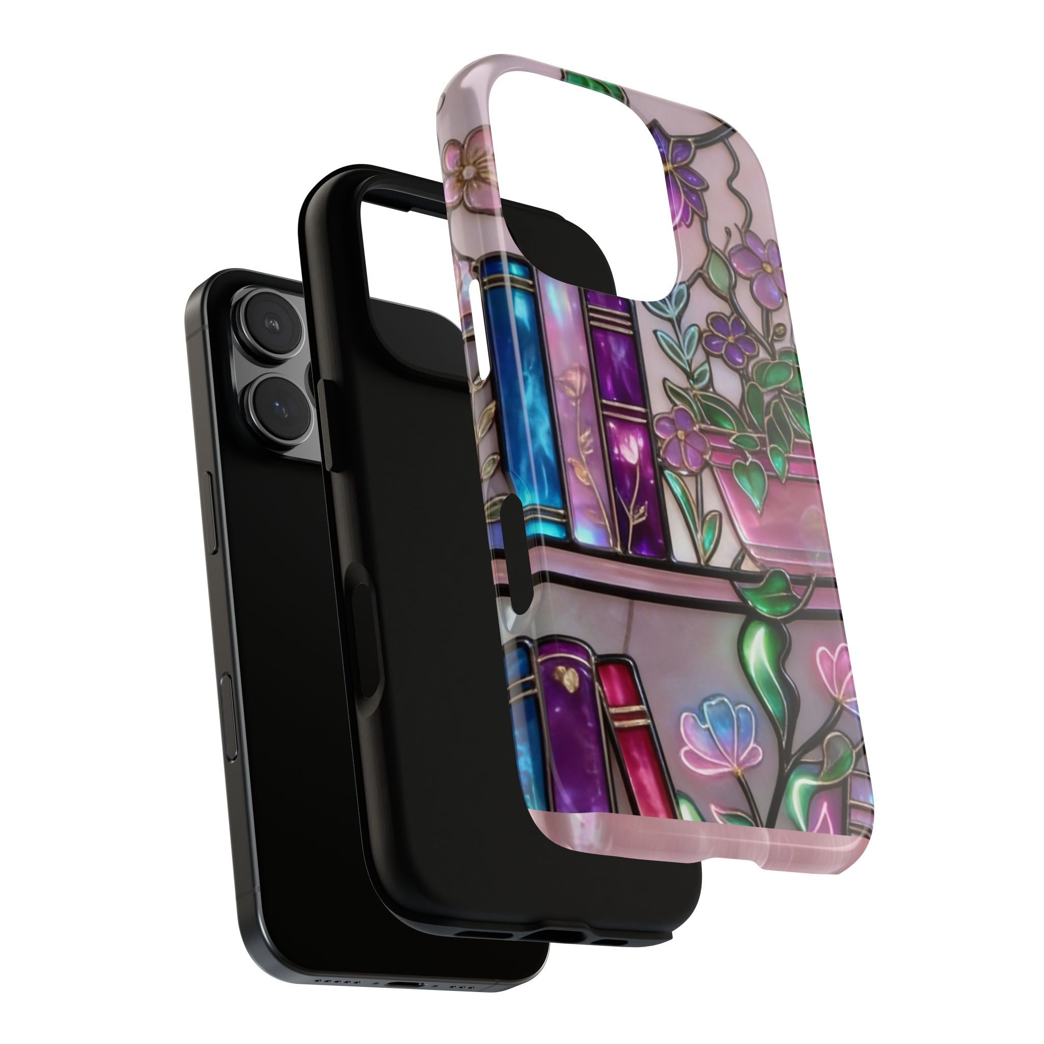 Floral Bookshelf Phone Case — Pastel Botanicals & Magical Book Art Printify