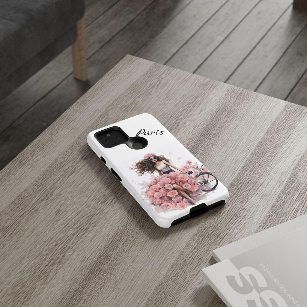 Paris Rose Bicycle woman phone case | Floral iPhone case Printify