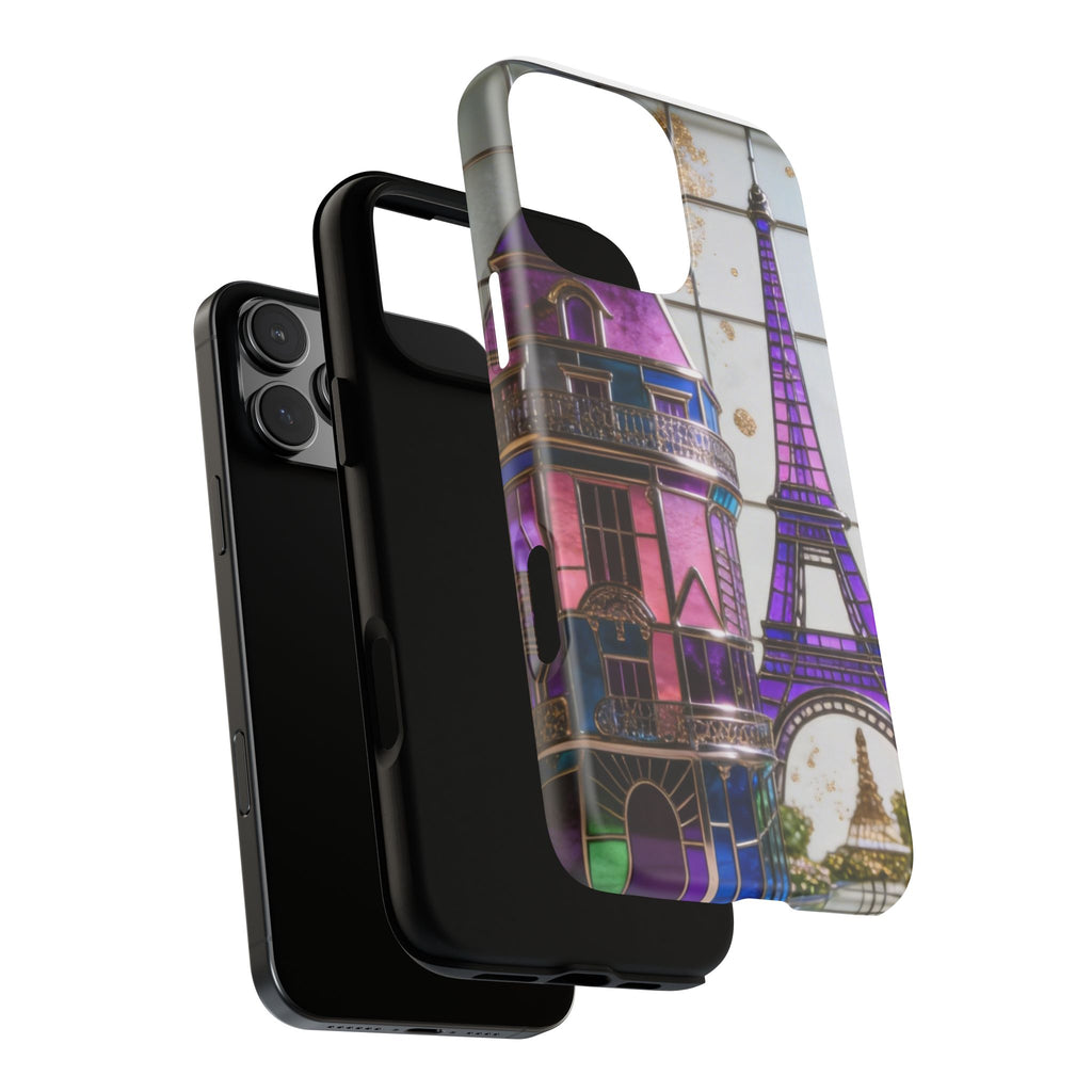 Parisian Eiffel Tower Tough Phone Case — Purple Vintage Cityscape Printify