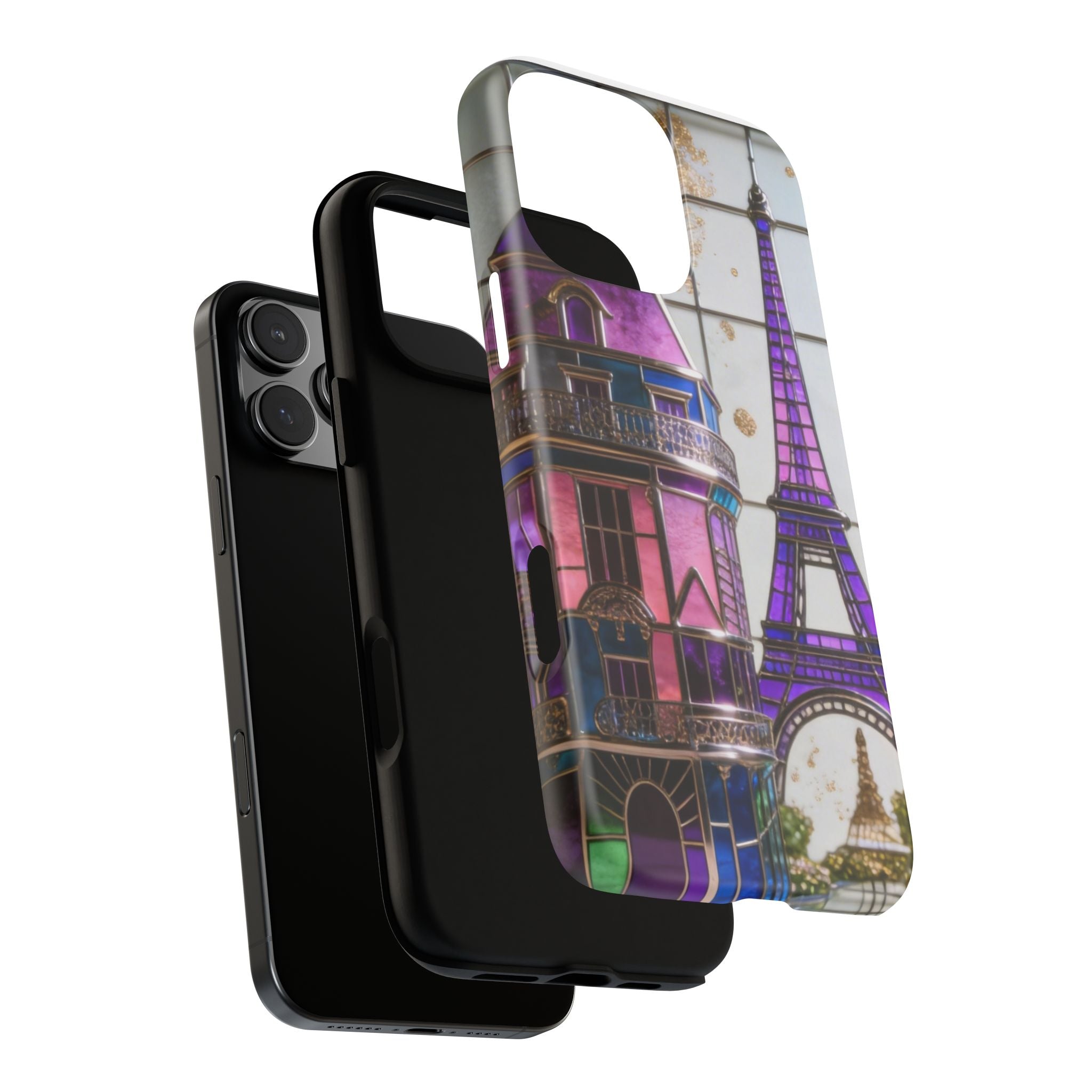 Parisian Eiffel Tower Tough Phone Case — Purple Vintage Cityscape Printify