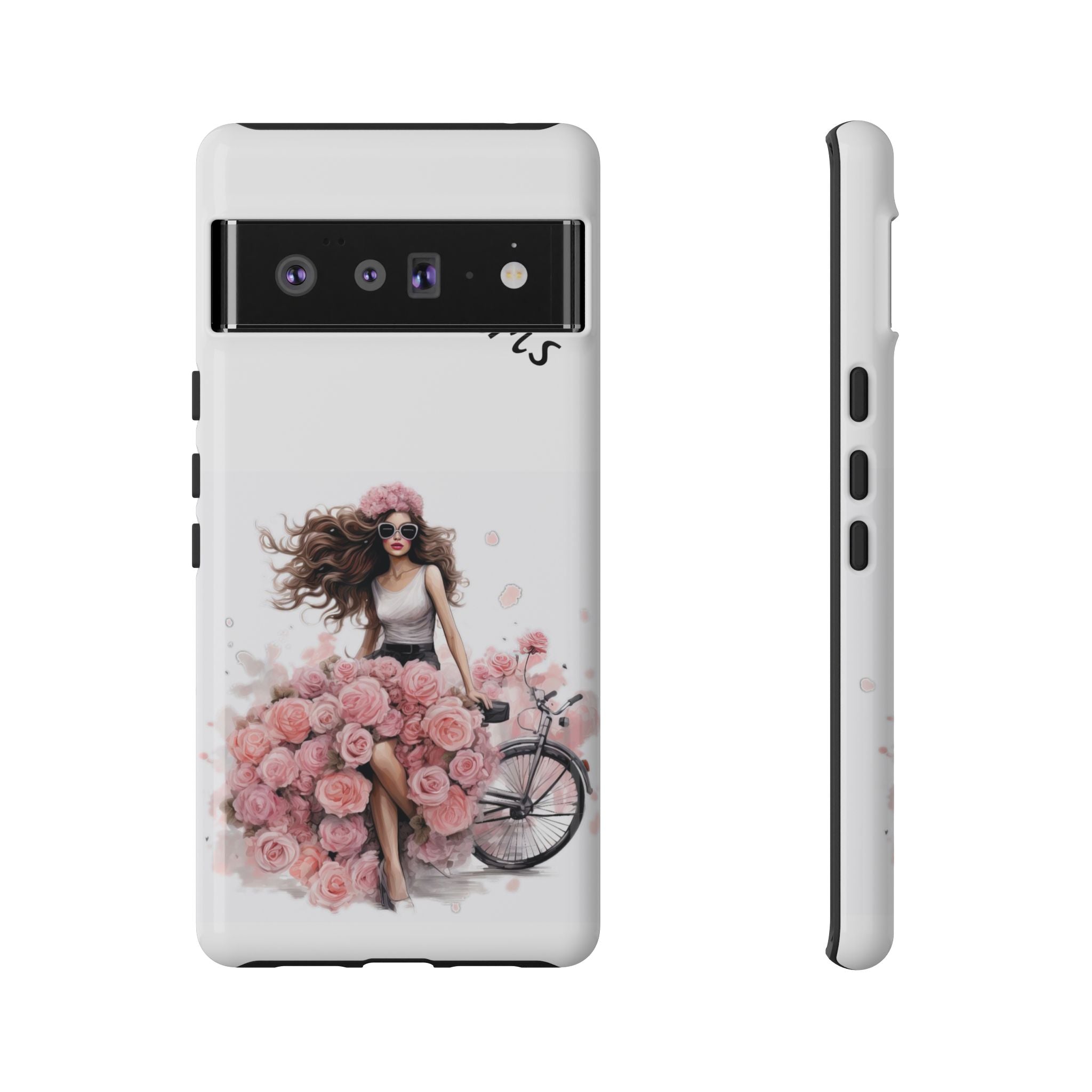 Paris Rose Bicycle woman phone case | Floral iPhone case Printify