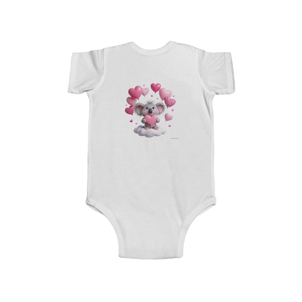 Infant Bodysuit — Cute Teddy Bear with Pink Hearts Baby Onesie (Valentine’s Day/Newborn Gift) Printify