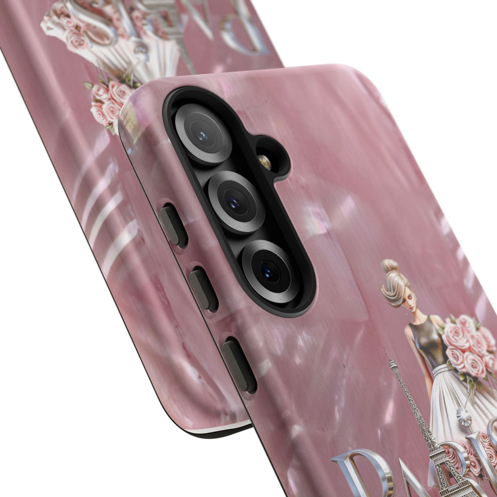 Paris Floral Phone Case - Pink Eiffel Tower Fashion Girl Tough Case Printify