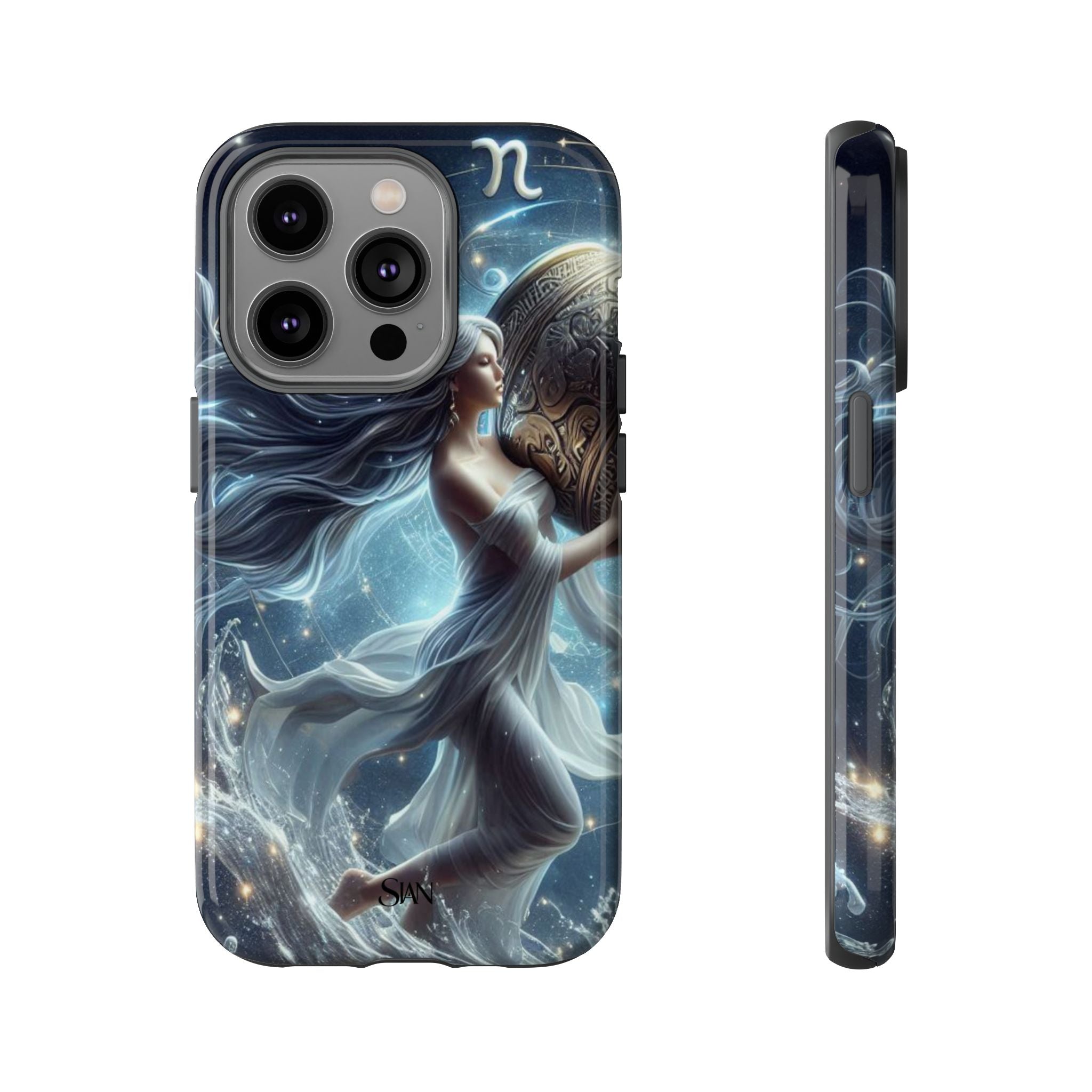 Moonlit Athena figure phone case | Goddess warrior celestial art tough case Printify
