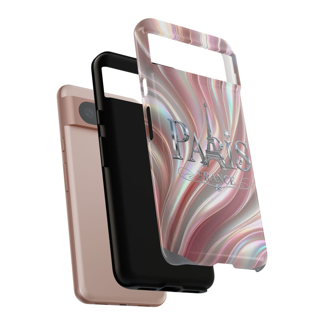 Paris Eiffel Phone Case — Iridescent Swirl Tough Case Printify