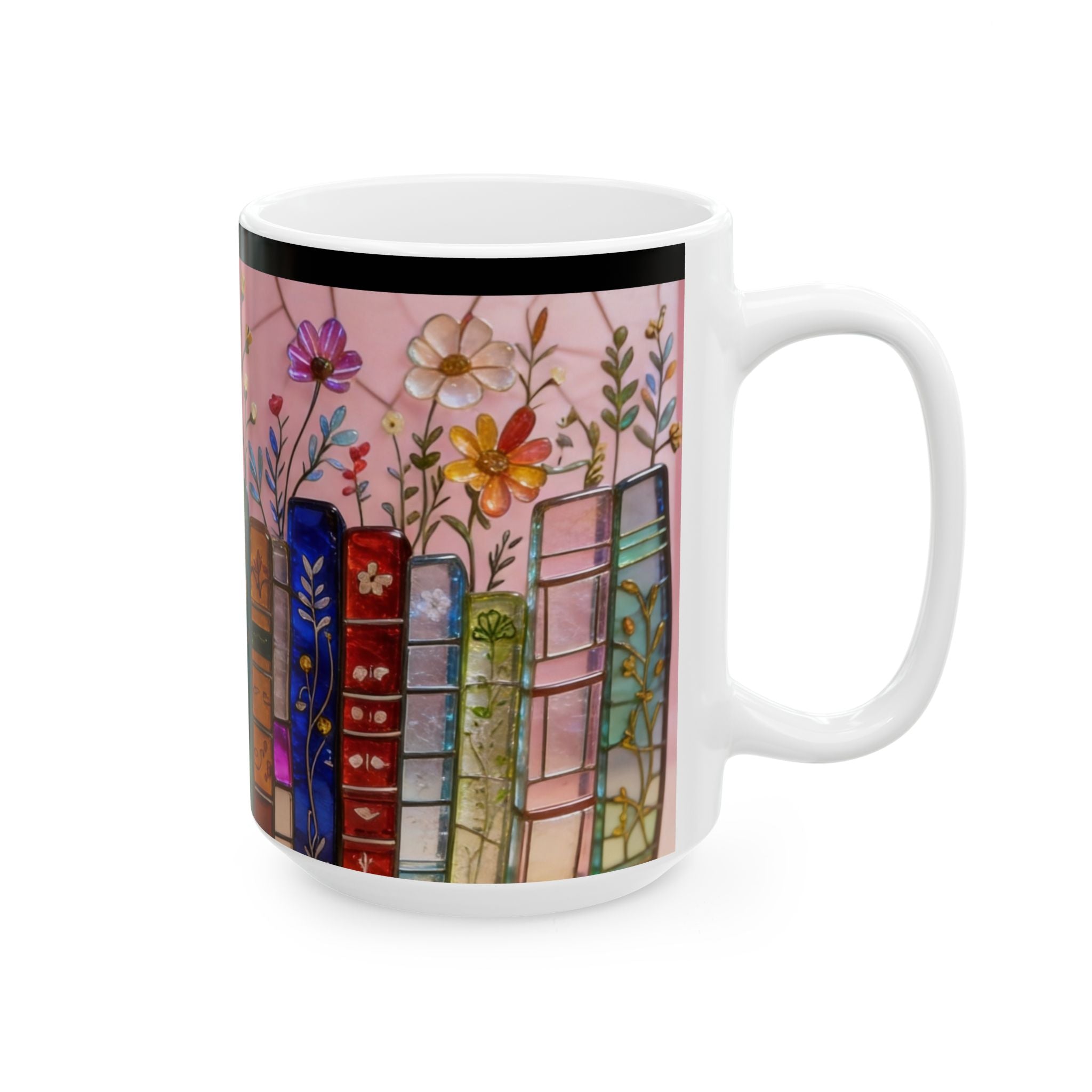 Color Glas Bookstack Ceramic Mug — Cozy Reading Coffee Cup (11oz/15oz) Printify