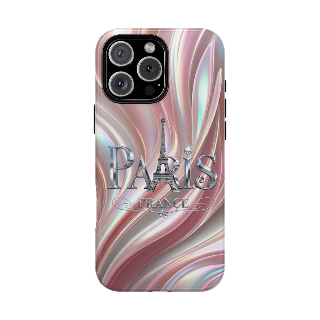 Paris Eiffel Phone Case — Iridescent Swirl Tough Case Printify
