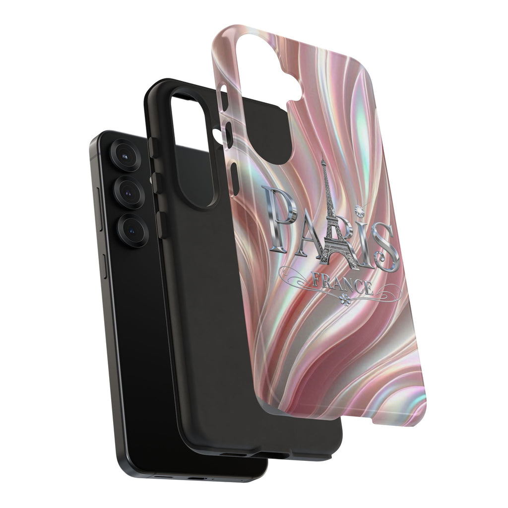 Paris Eiffel Phone Case — Iridescent Swirl Tough Case Printify