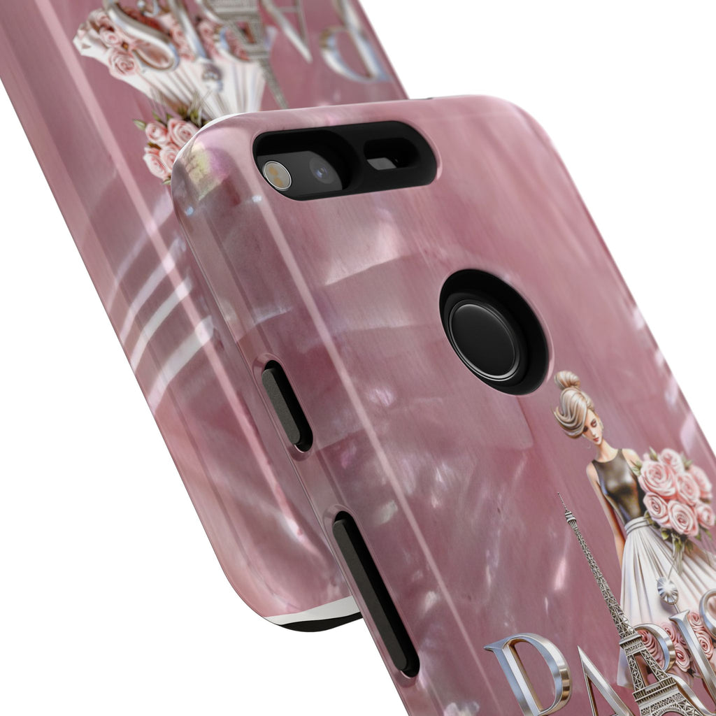 Paris Floral Phone Case - Pink Eiffel Tower Fashion Girl Tough Case Printify