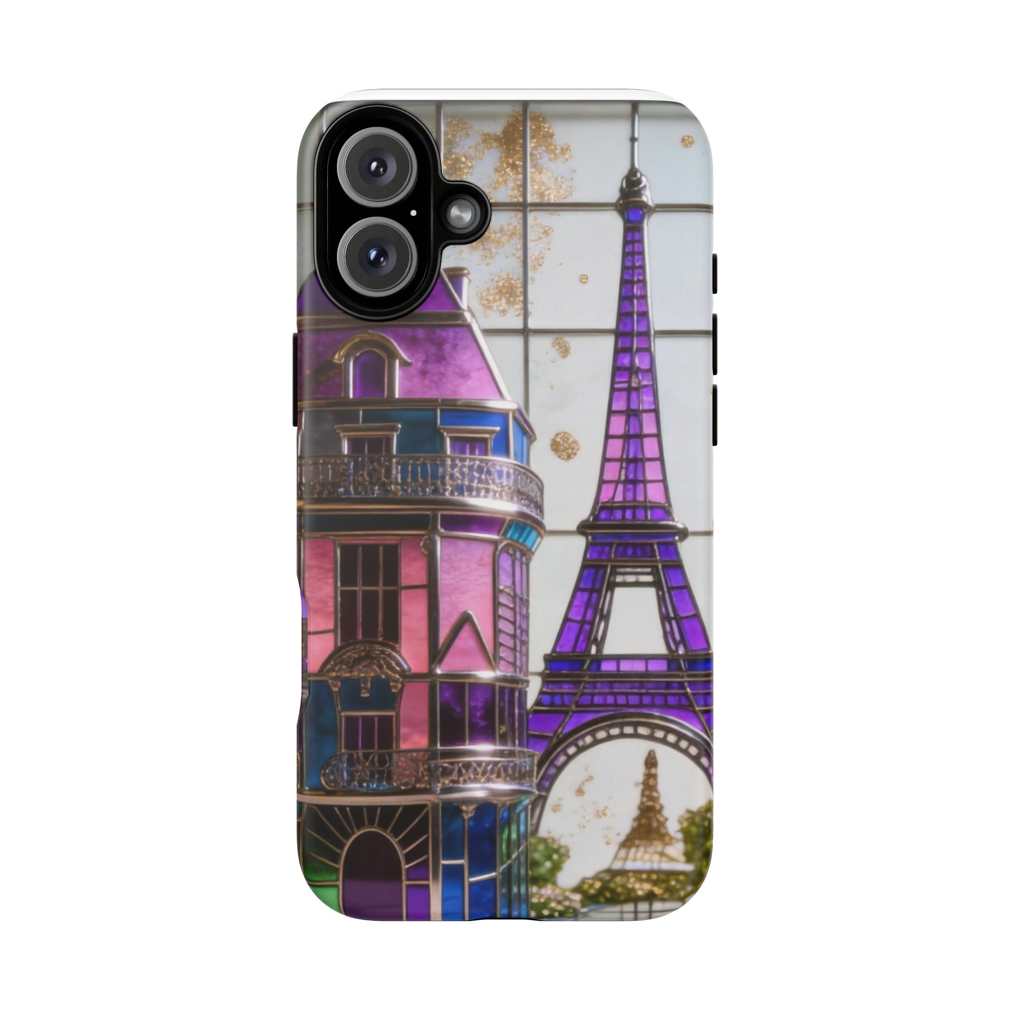 Parisian Eiffel Tower Tough Phone Case — Purple Vintage Cityscape Printify