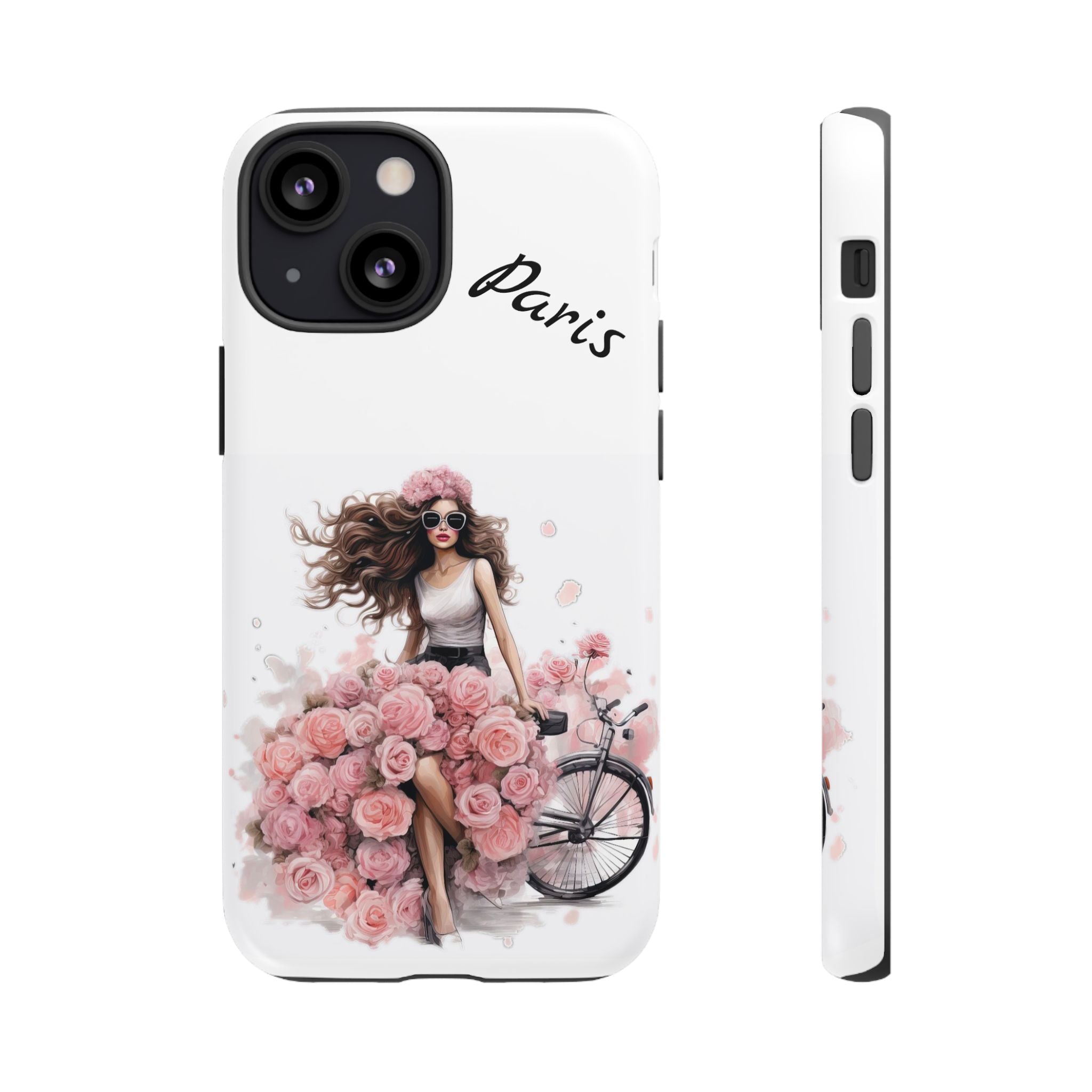 Paris Rose Bicycle woman phone case | Floral iPhone case Printify