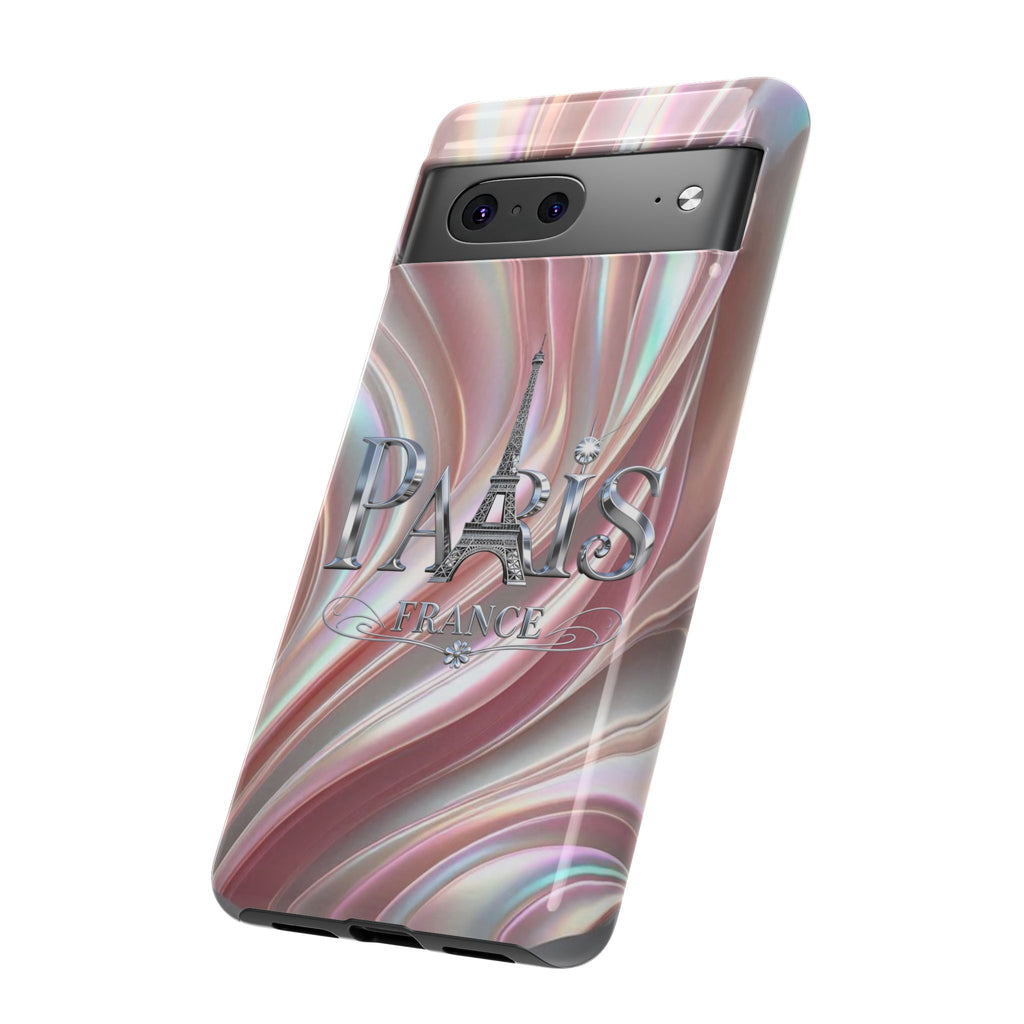 Paris Eiffel Phone Case — Iridescent Swirl Tough Case Printify